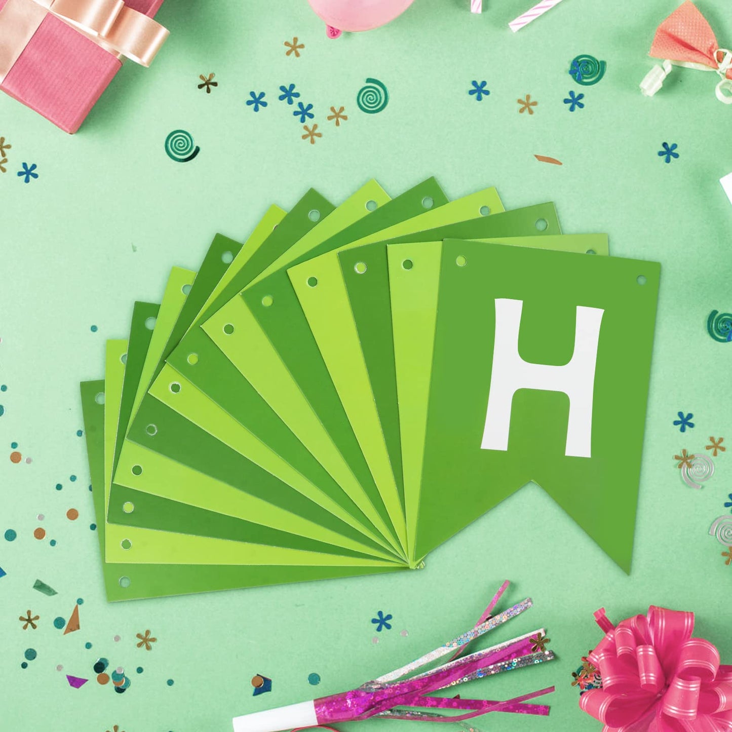 Waenerec Green Happy Birthday Banner – Eco-Friendly Bunting for Kids Parties