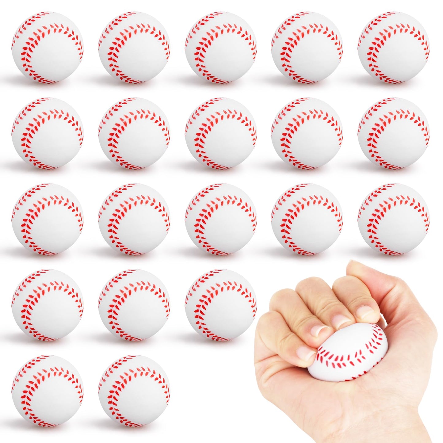 Waenerec Mini Baseball Stress Balls – 20 Pack Foam Squeeze Toys for Kids & Adults