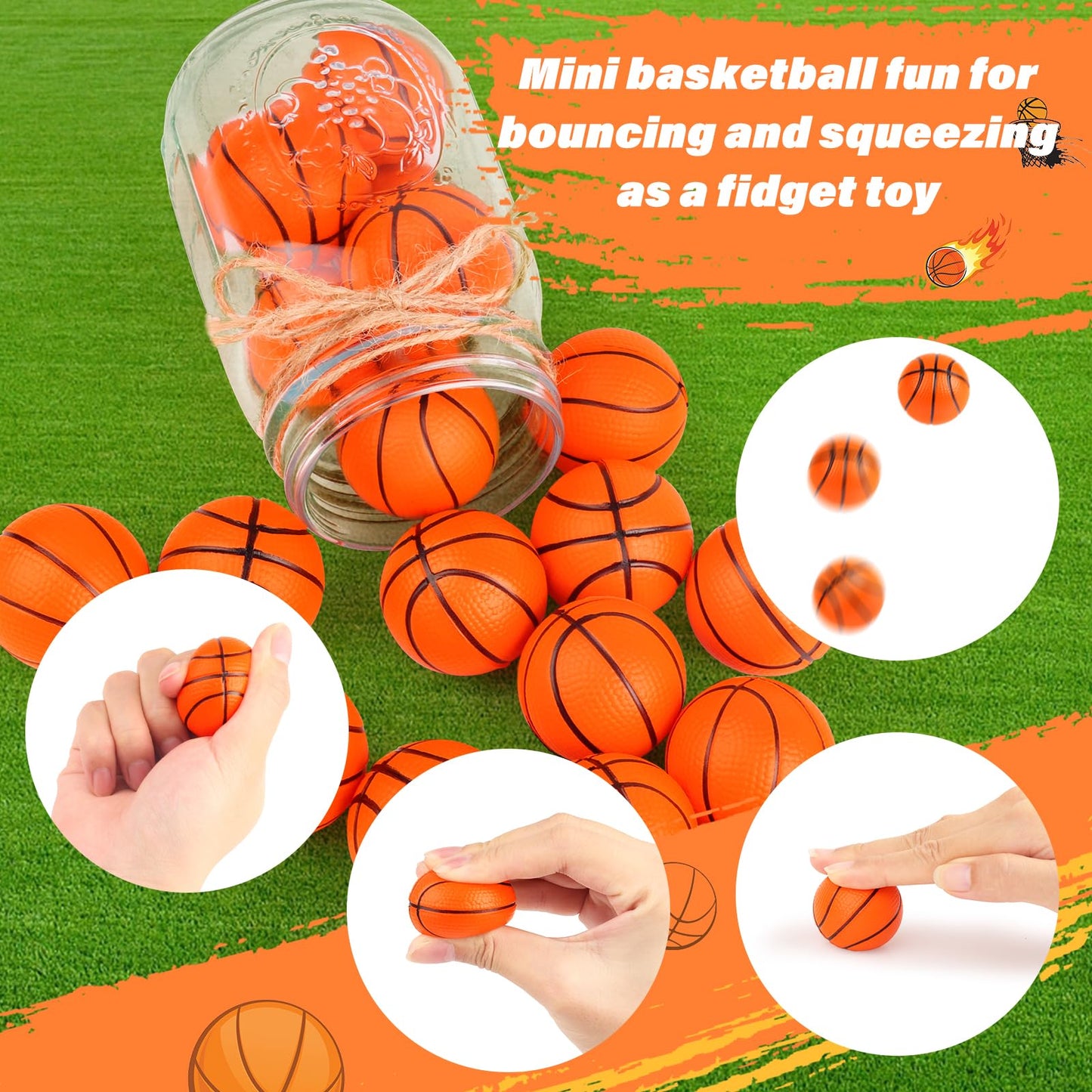 Waenerec Mini Basketball Stress Balls – 20 Pack Foam Squeeze Toys for Kids