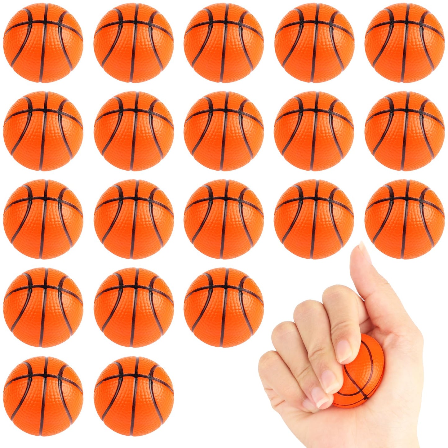 Waenerec Mini Basketball Stress Balls – 20 Pack Foam Squeeze Toys for Kids
