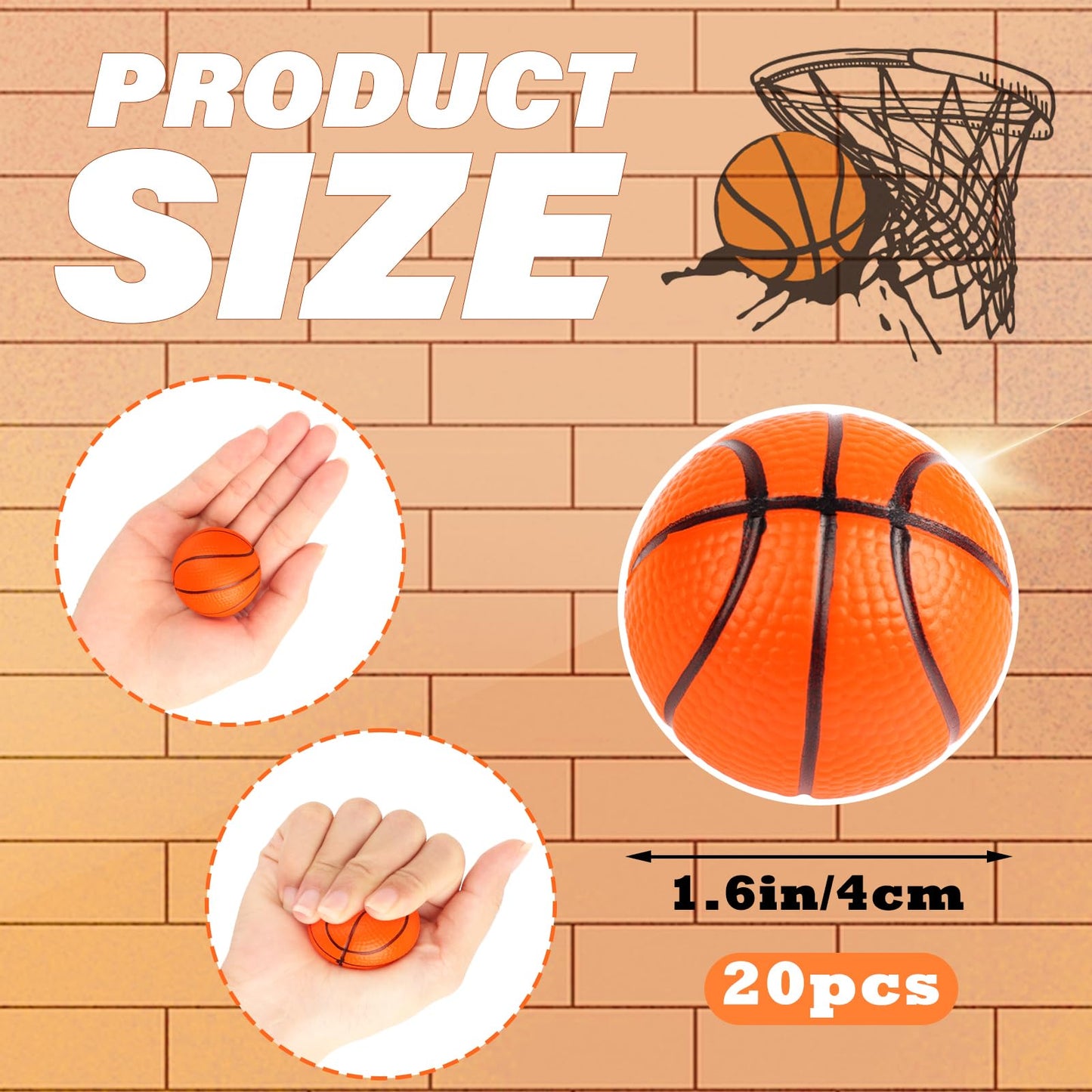 Waenerec Mini Basketball Stress Balls – 20 Pack Foam Squeeze Toys for Kids