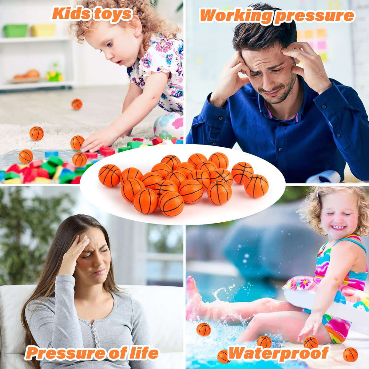 Waenerec Mini Basketball Stress Balls – 20 Pack Foam Squeeze Toys for Kids