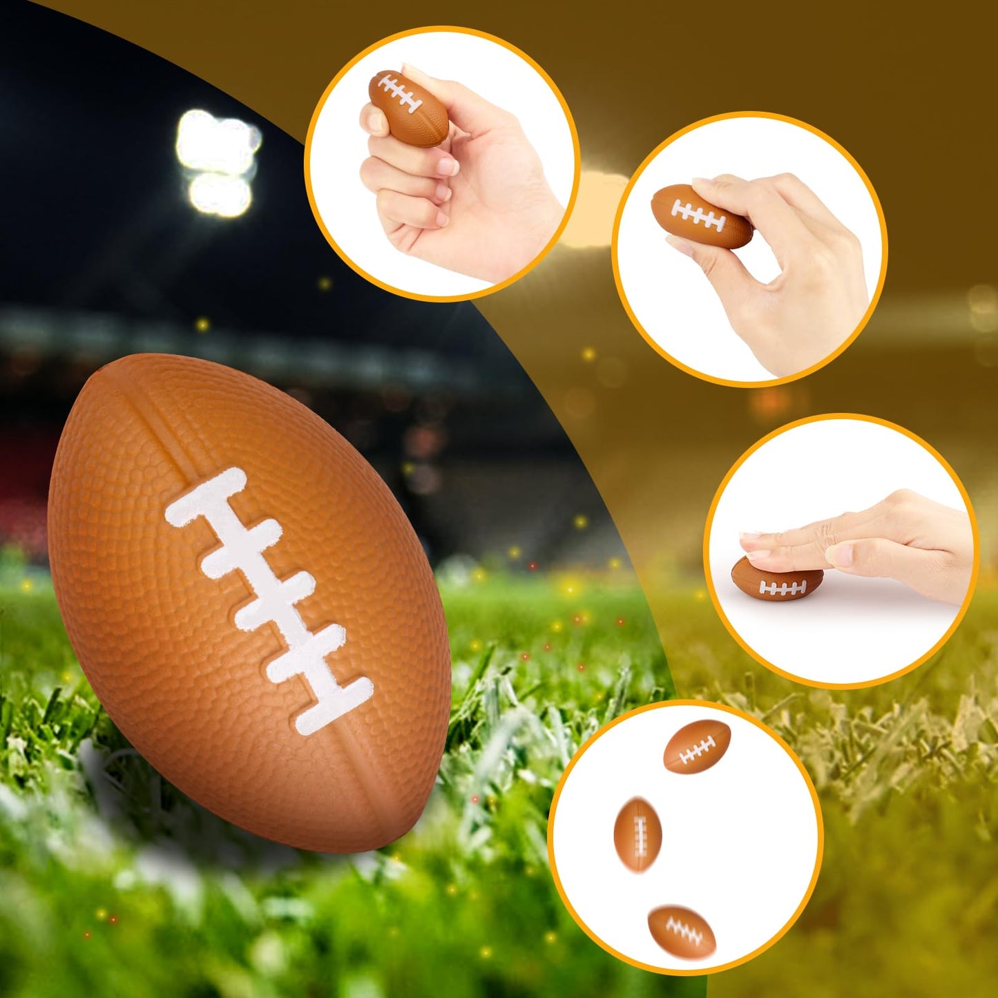 Waenerec Mini Football Stress Balls – 20 Pack Foam Squeeze Toys for Kids, Parties, and Classroom Rewards