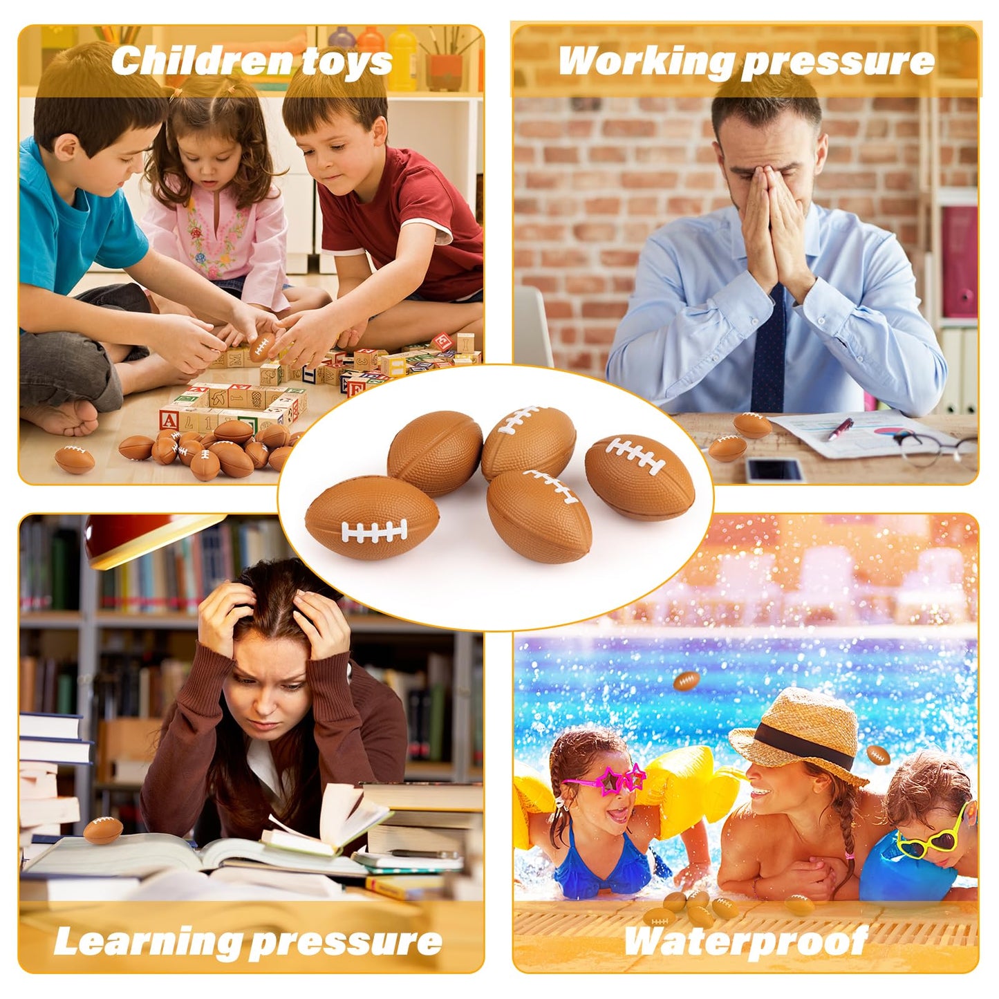 Waenerec Mini Football Stress Balls – 20 Pack Foam Squeeze Toys for Kids, Parties, and Classroom Rewards