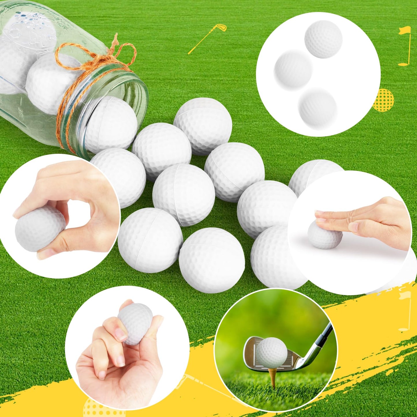 Waenerec Mini Golf Ball Stress Ball – 20 Pack Squeezable Foam Toys for Kids & Parties