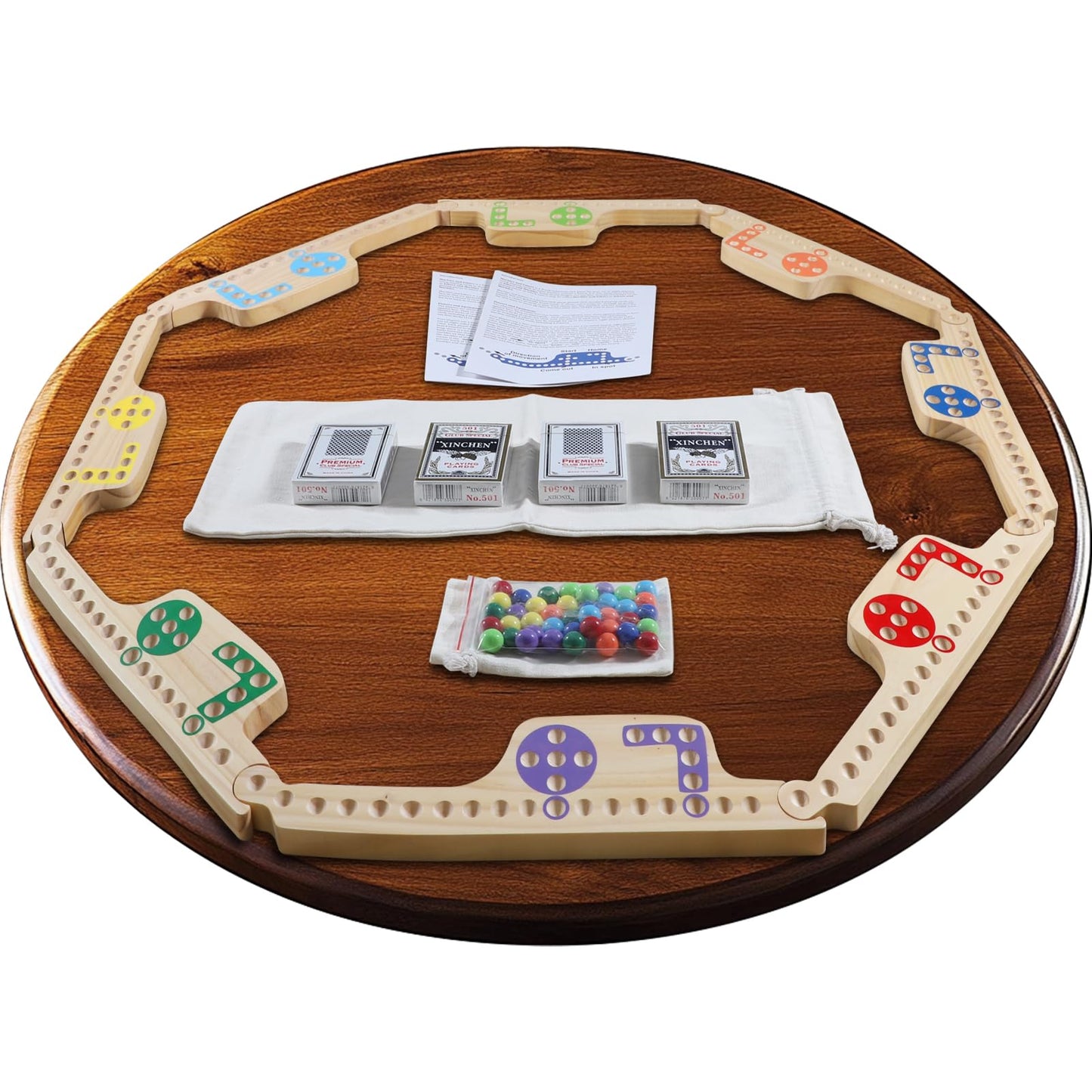 Wahartoly Jokers and Marbles Board Game – 8-Board Wooden Travel Game for 2-8 Players