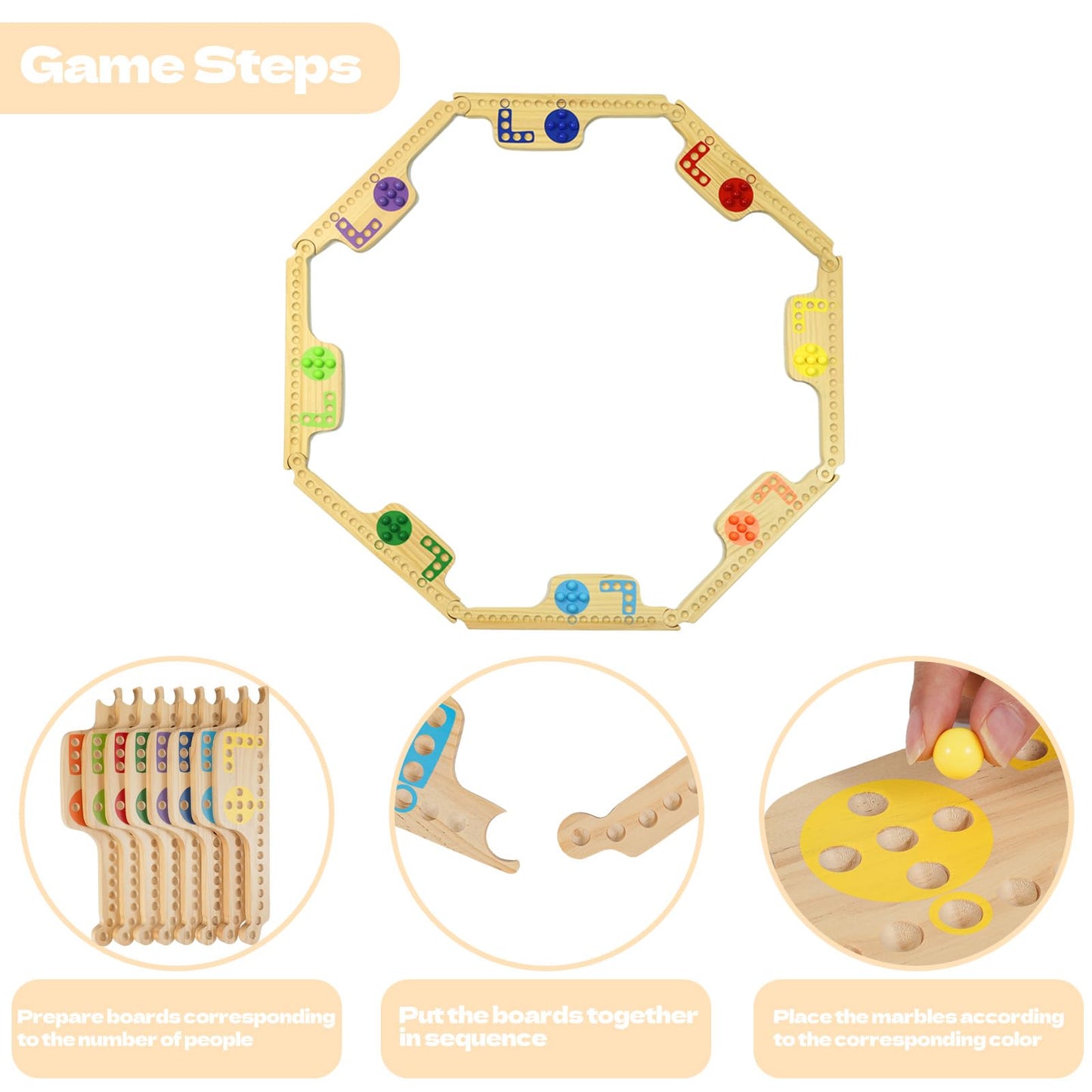 Wahartoly Jokers and Marbles Board Game – 8-Board Wooden Travel Game for 2-8 Players