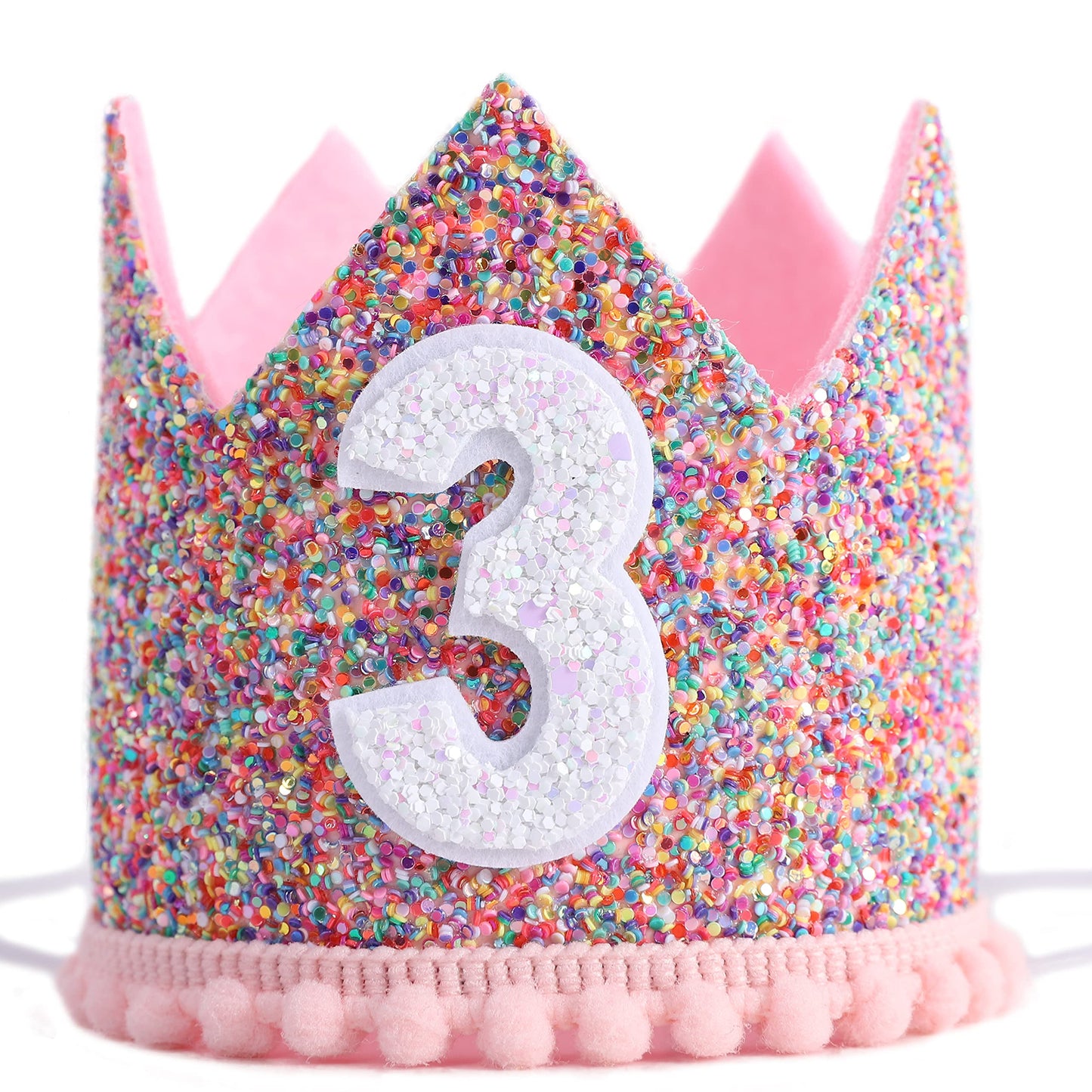 WAHAWU Rainbow Crown for 3rd Birthday Party – Glitter Crown, Birthday Hats & Photo Props