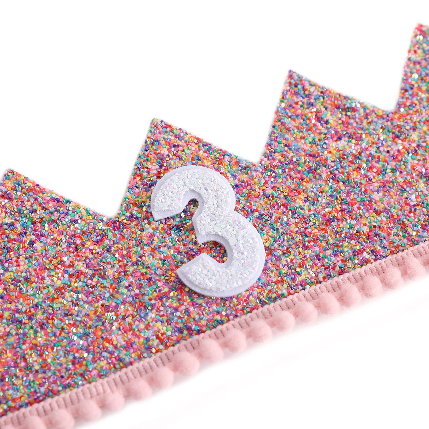 WAHAWU Rainbow Crown for 3rd Birthday Party – Glitter Crown, Birthday Hats & Photo Props