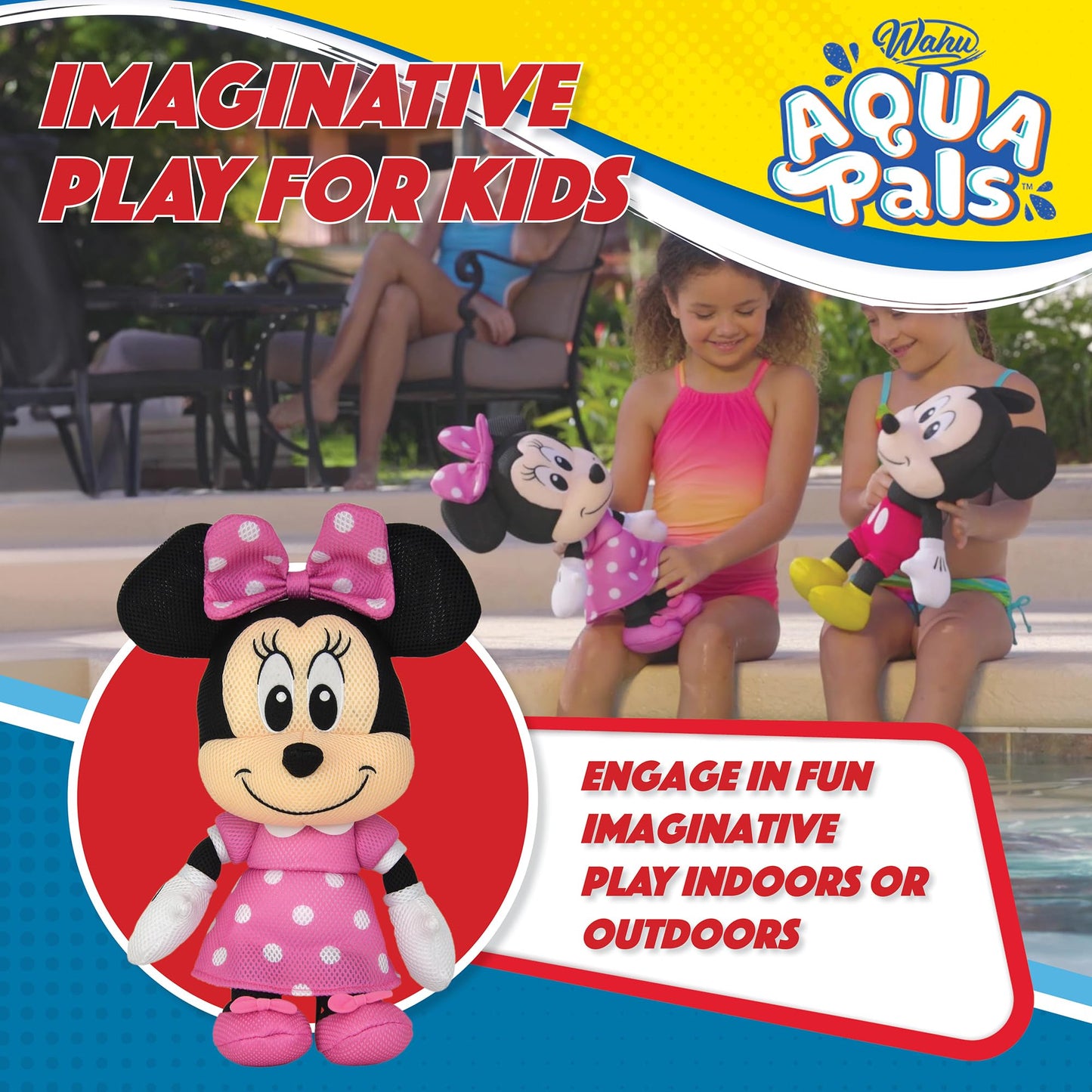 WAHU Aqua Pals Minnie Mouse 16-Inch Plush Water Toy for Pool, Bath & Beach