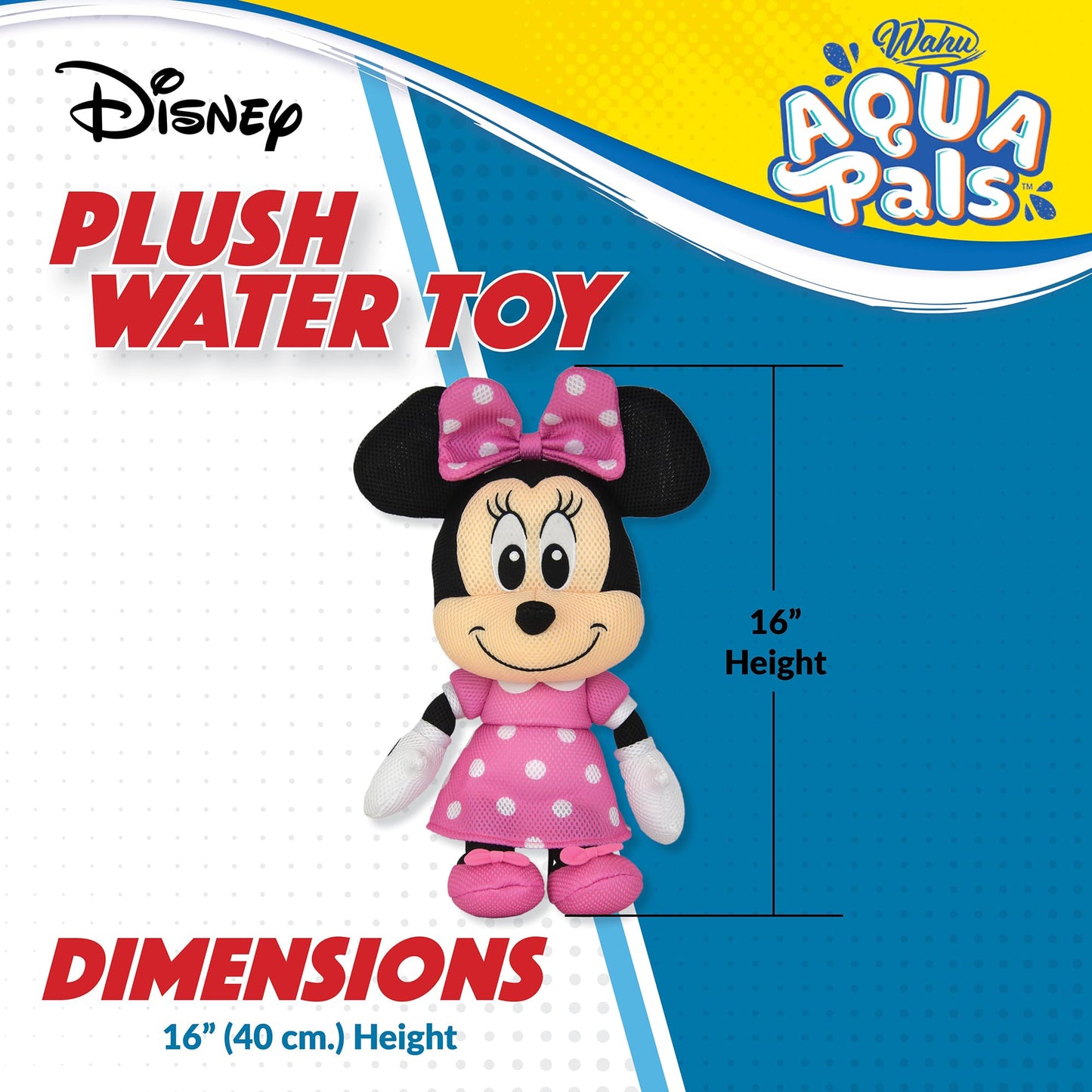 WAHU Aqua Pals Minnie Mouse 16-Inch Plush Water Toy for Pool, Bath & Beach
