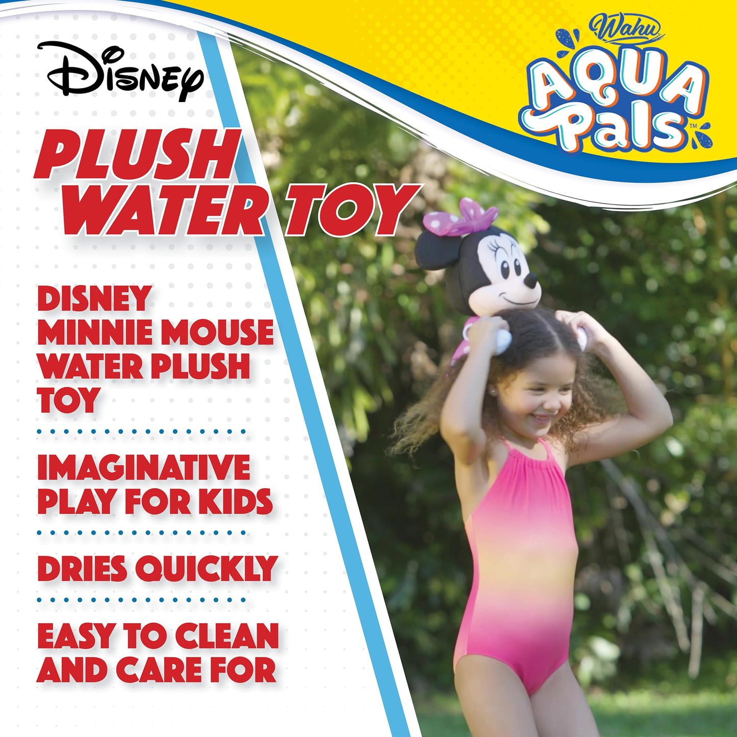WAHU Aqua Pals Minnie Mouse 16-Inch Plush Water Toy for Pool, Bath & Beach