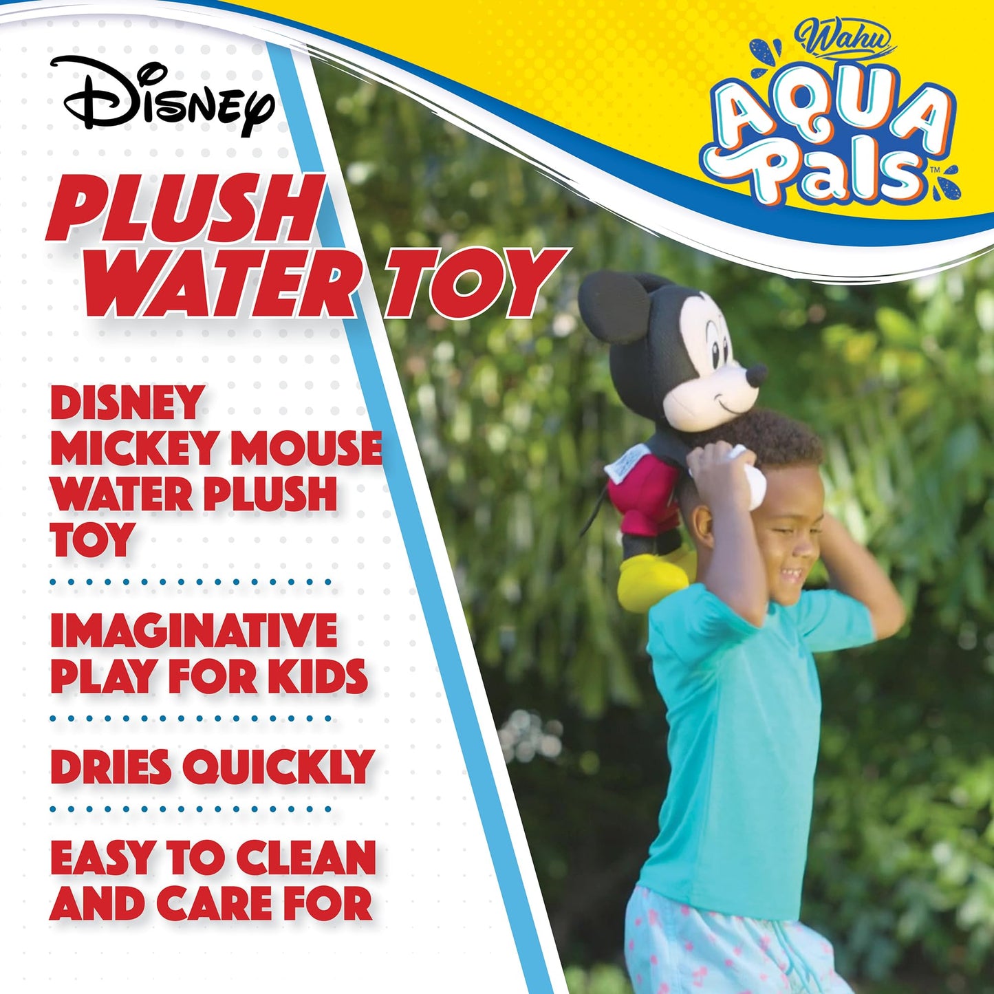 WAHU Aqua Pals Mickey Mouse Plush Water Toy for Kids 2+, 16-inch – Pool & Bath Fun