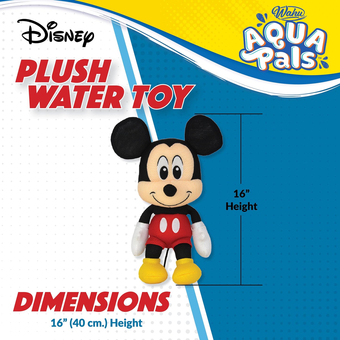 WAHU Aqua Pals Mickey Mouse Plush Water Toy for Kids 2+, 16-inch – Pool & Bath Fun