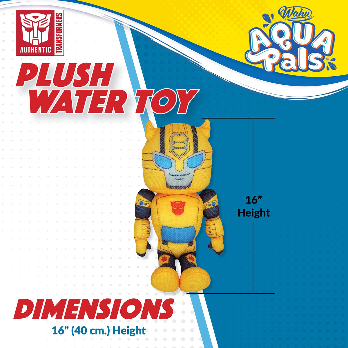 WAHU Aqua Pals Transformers Bumblebee Plush Water Toy – 16 Inch for Pool, Bath & Beach
