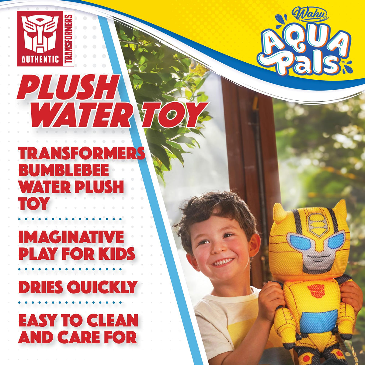 WAHU Aqua Pals Transformers Bumblebee Plush Water Toy – 16 Inch for Pool, Bath & Beach