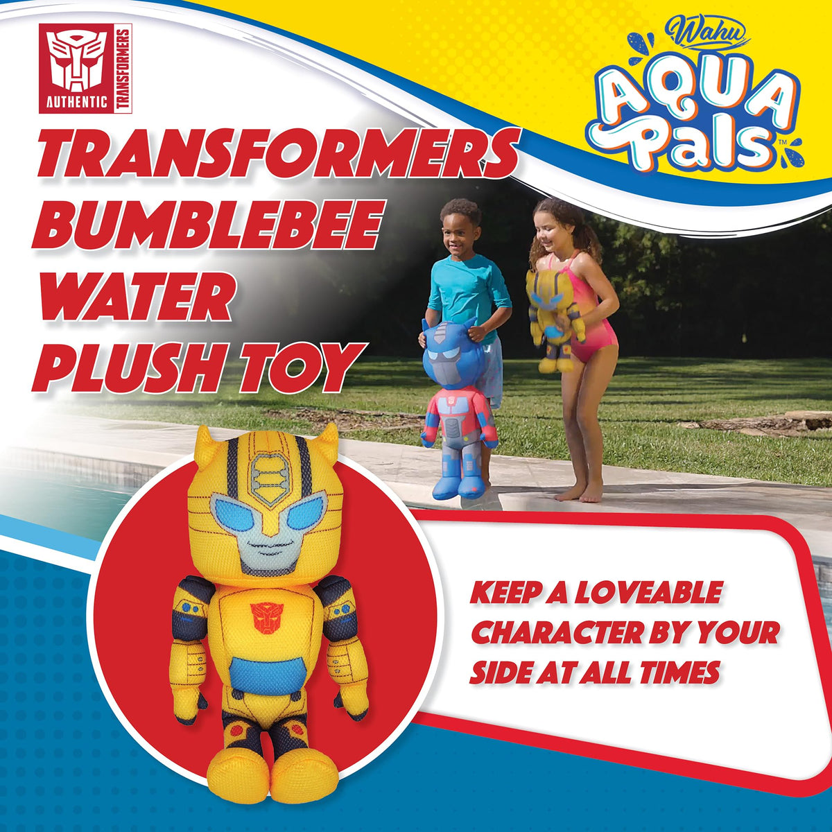 WAHU Aqua Pals Transformers Bumblebee Plush Water Toy – 16 Inch for Pool, Bath & Beach