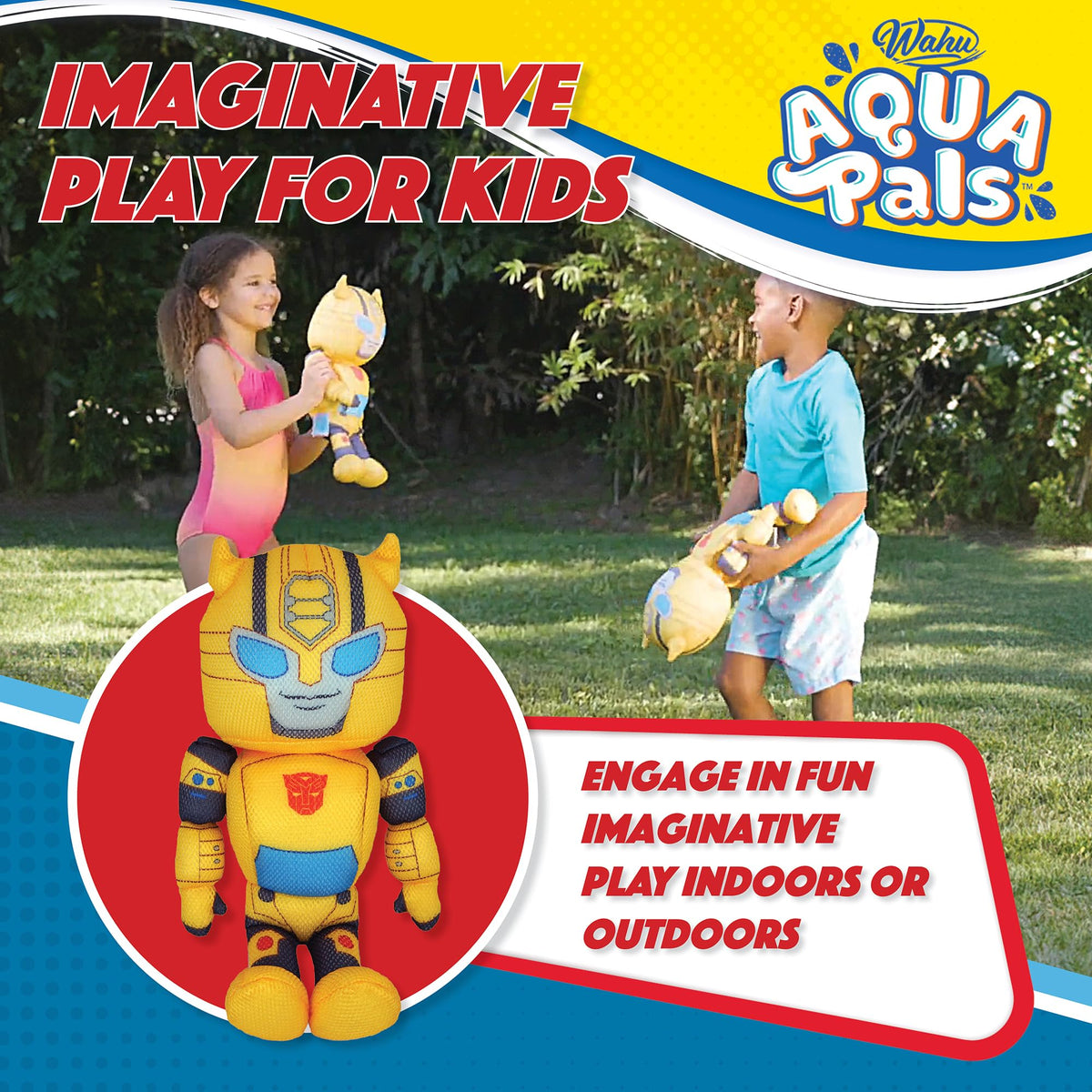 WAHU Aqua Pals Transformers Bumblebee Plush Water Toy – 16 Inch for Pool, Bath & Beach