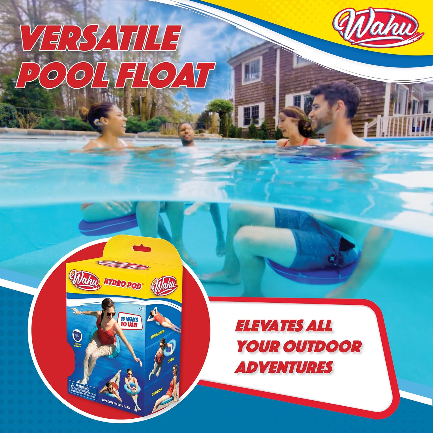 WAHU Hydro Pod — 21-inch Round Versatile Pool Float with Carry Bag | Adults & Kids 8+