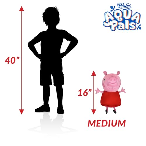 WAHU Aqua Pals Peppa Pig Plush Water Toy – 16in, Fast-Drying Waterproof Doll for Pool & Bath
