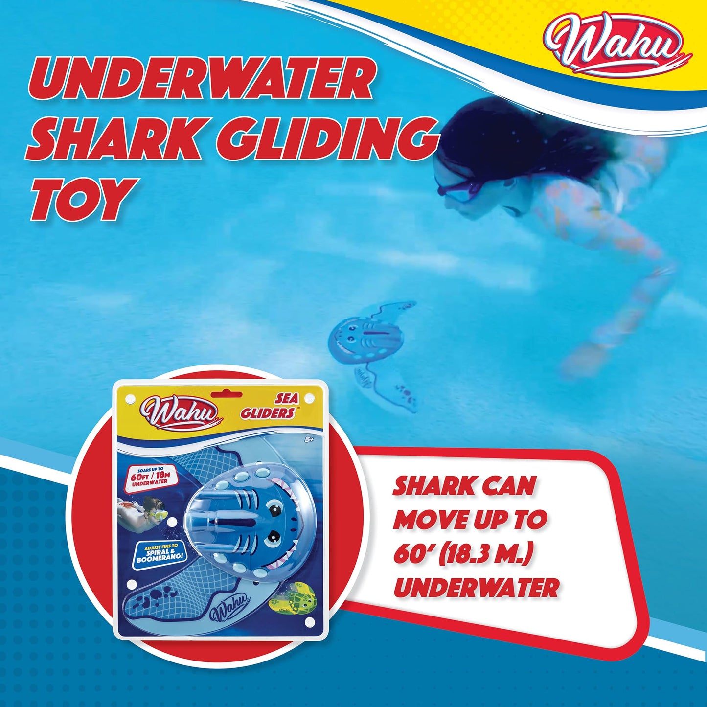 WAHU Sea Gliders Shark – Self-Propelled, Battery-Free Underwater Pool Toy