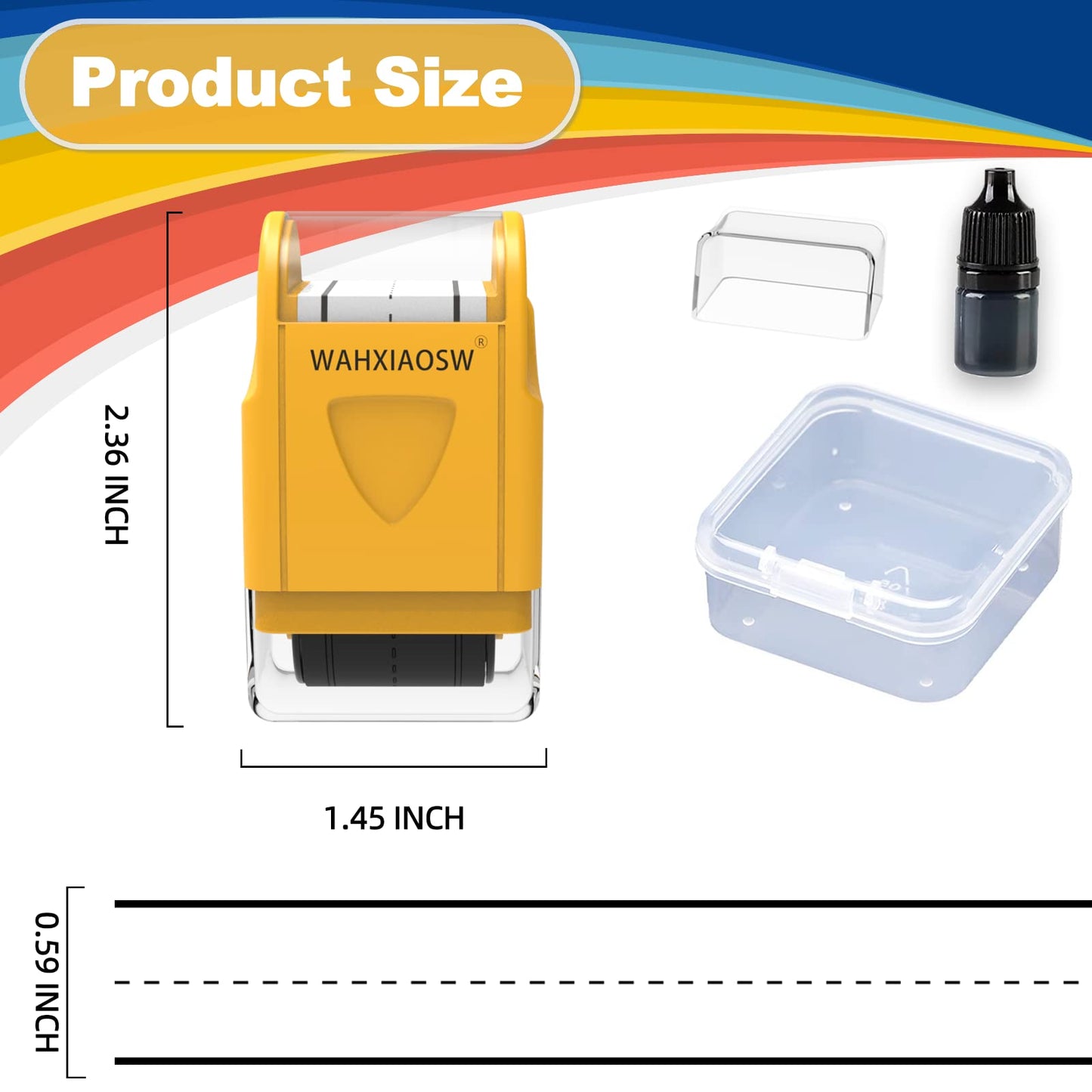 WAHXIAOSW Handwriting Lines Stamp Roller – Self-Inking Practice Tool for Kids & Teachers (Yellow)