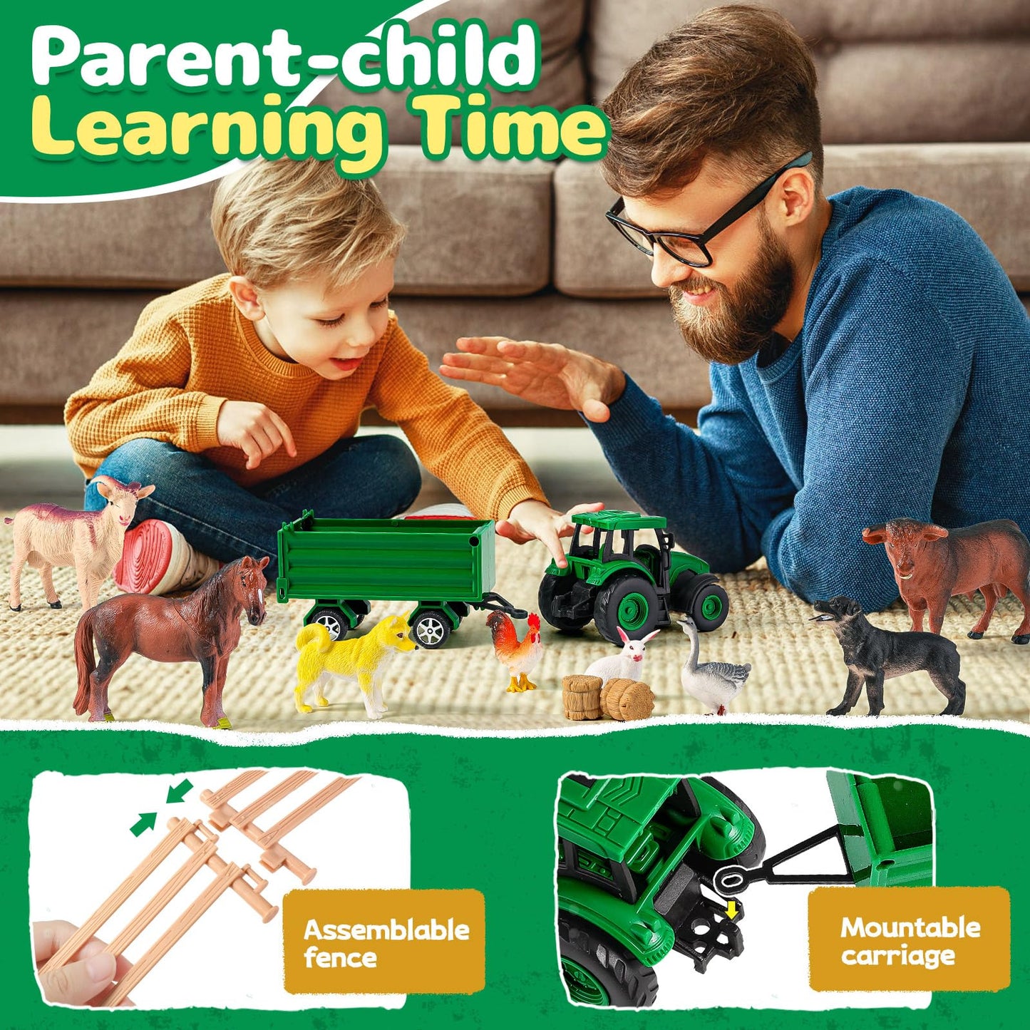 WAIIW Farm Animal Toys for Toddlers – 23-Piece Farm Playset with Realistic Figurines