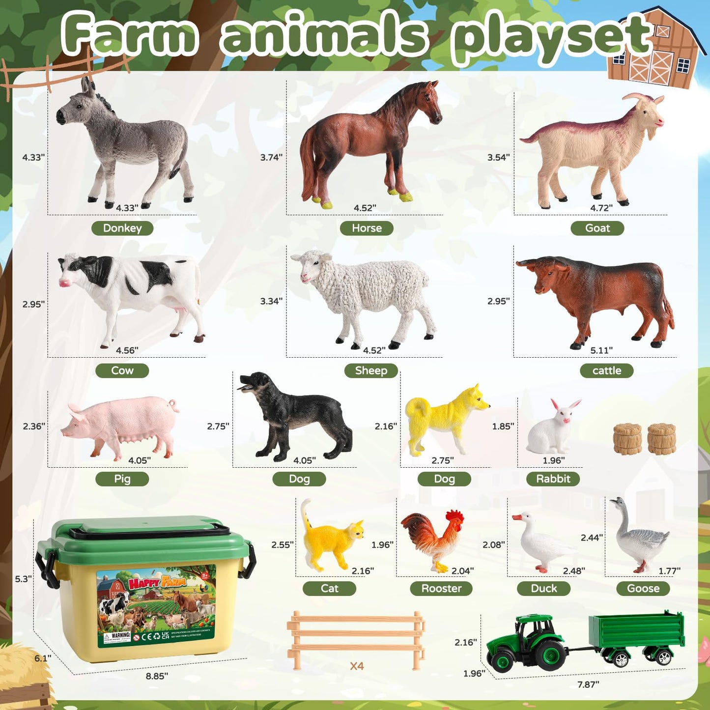 WAIIW Farm Animal Toys for Toddlers – 23-Piece Farm Playset with Realistic Figurines