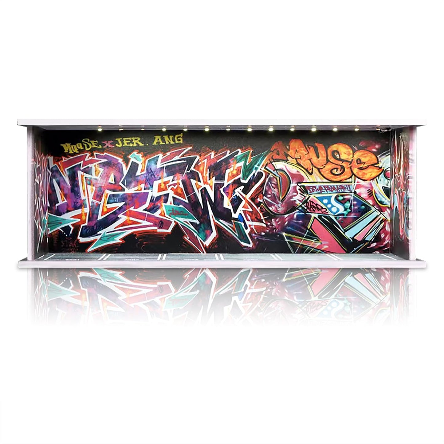 Waivvy 1/64 Scale Cars Display Garage with LED Lights — Graffiti Wall Edition