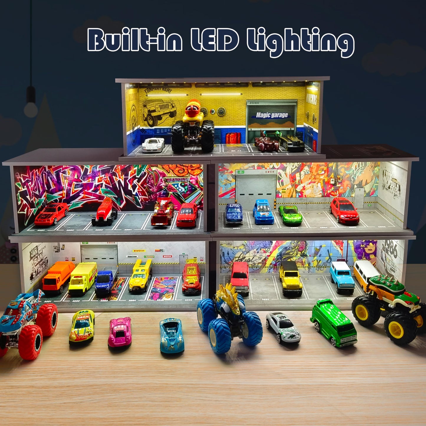Waivvy Depot 1/64 Scale Cars Display Garage with LED Light