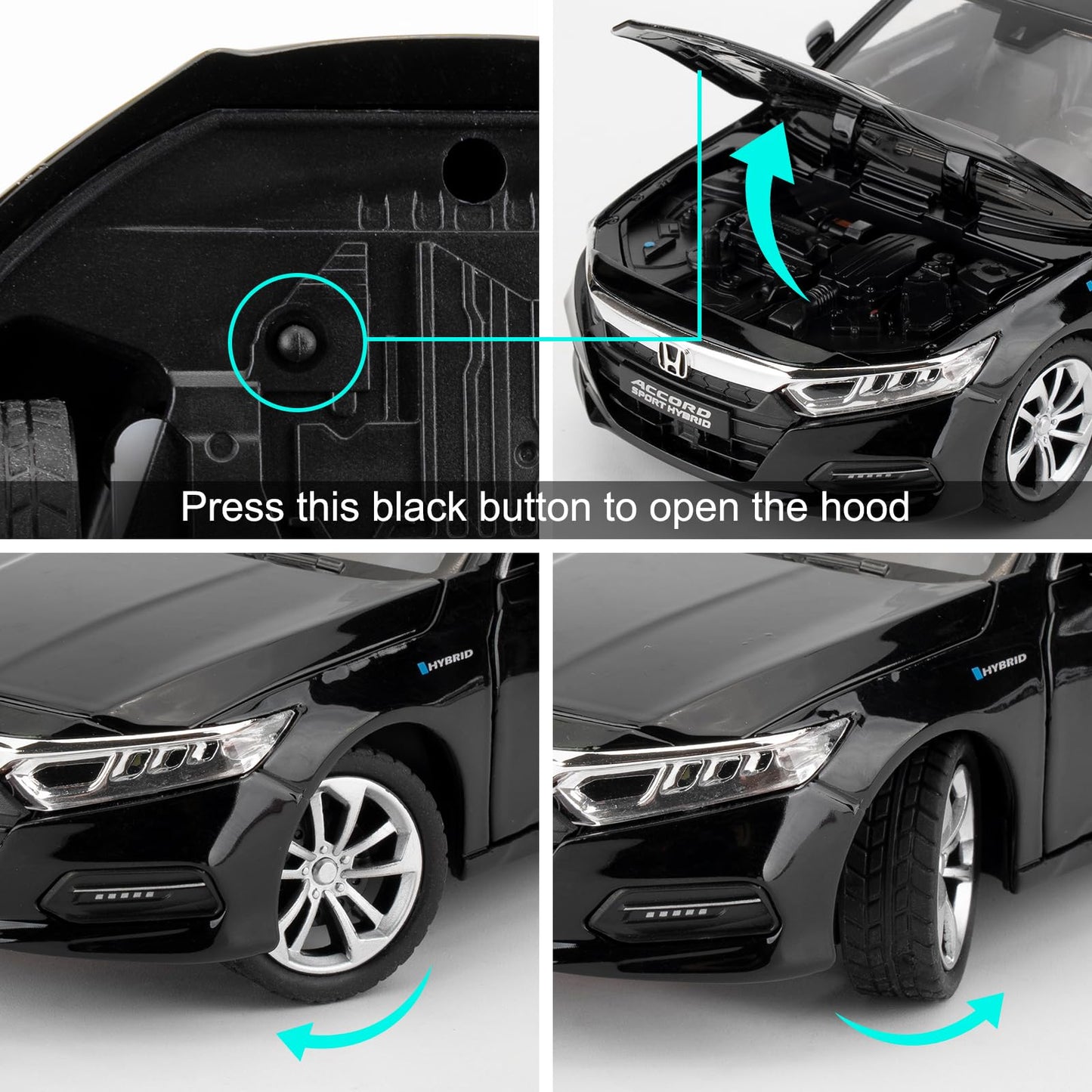 WAKAKAC 1:24 Accord Toy Car – Pull-Back Die-Cast with Lights & Sounds | Gift for Kids & Collectors
