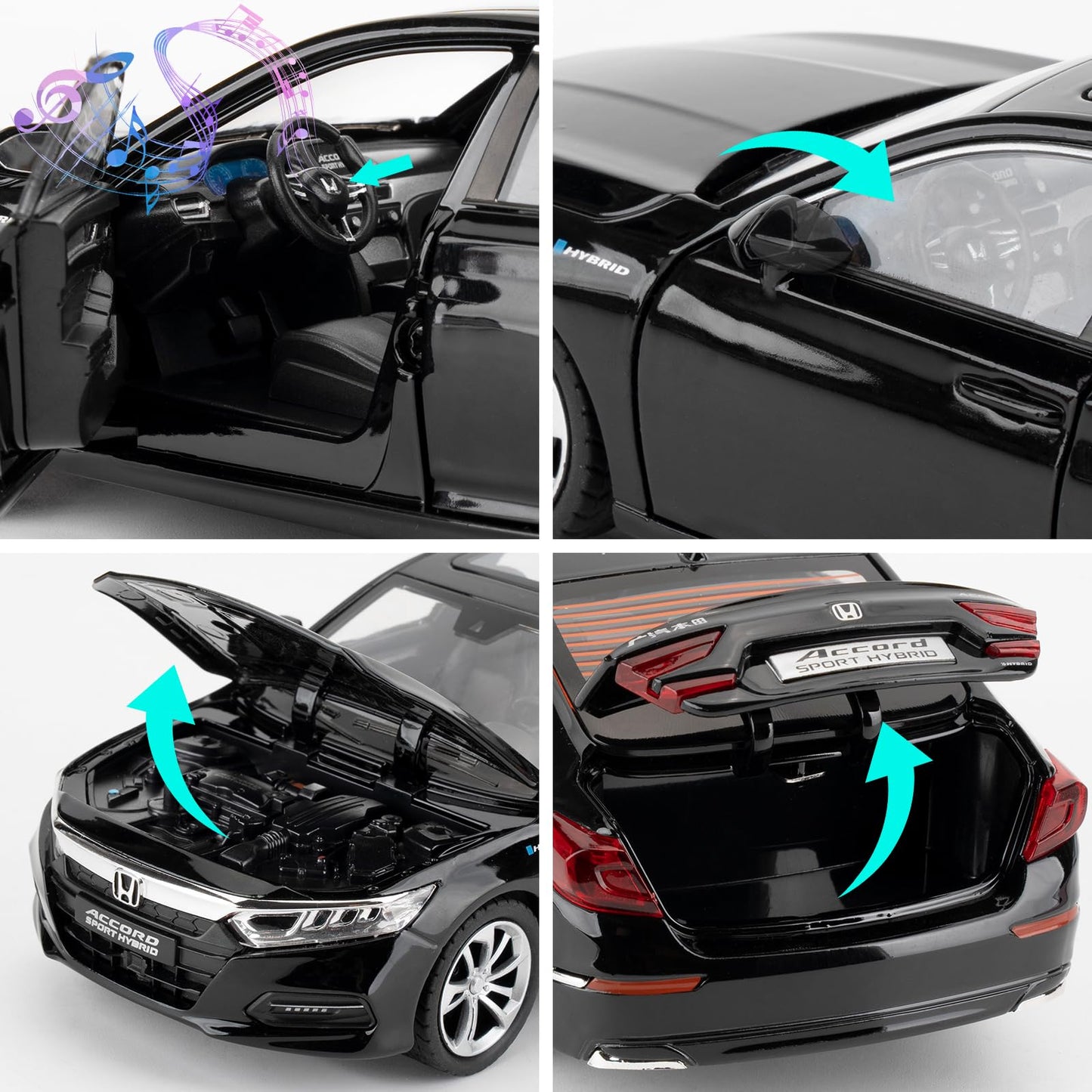 WAKAKAC 1:24 Accord Toy Car – Pull-Back Die-Cast with Lights & Sounds | Gift for Kids & Collectors