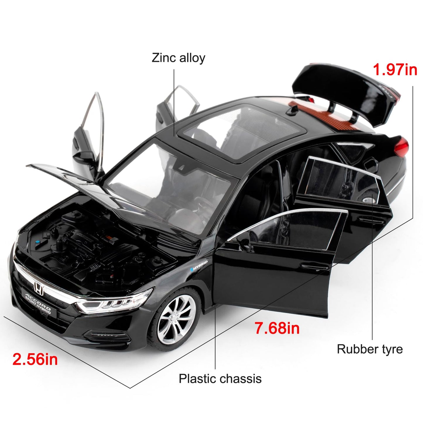 WAKAKAC 1:24 Accord Toy Car – Pull-Back Die-Cast with Lights & Sounds | Gift for Kids & Collectors