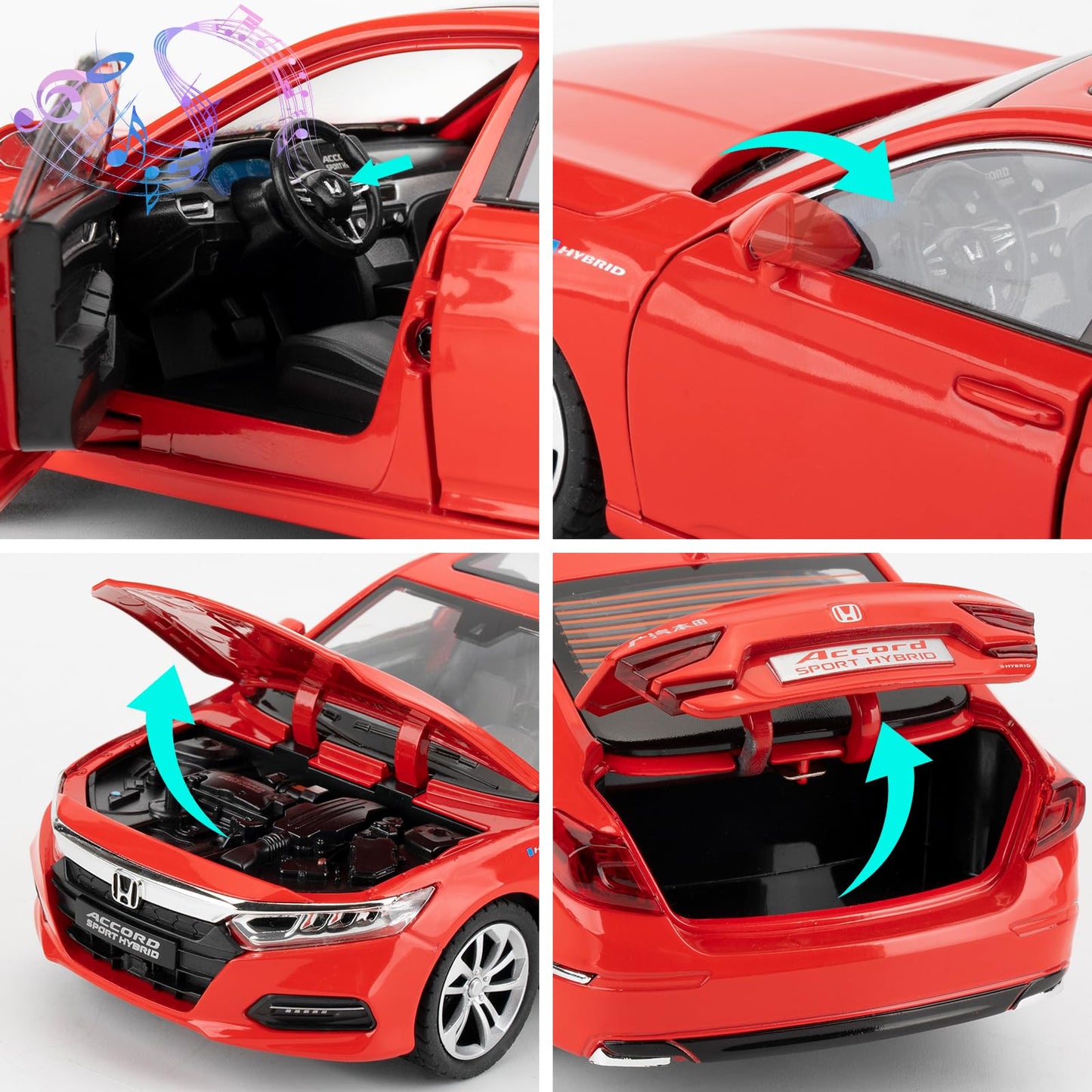 WAKAKAC 1:24 Accord Toy Car – Pull-Back Diecast with Lights & Sounds