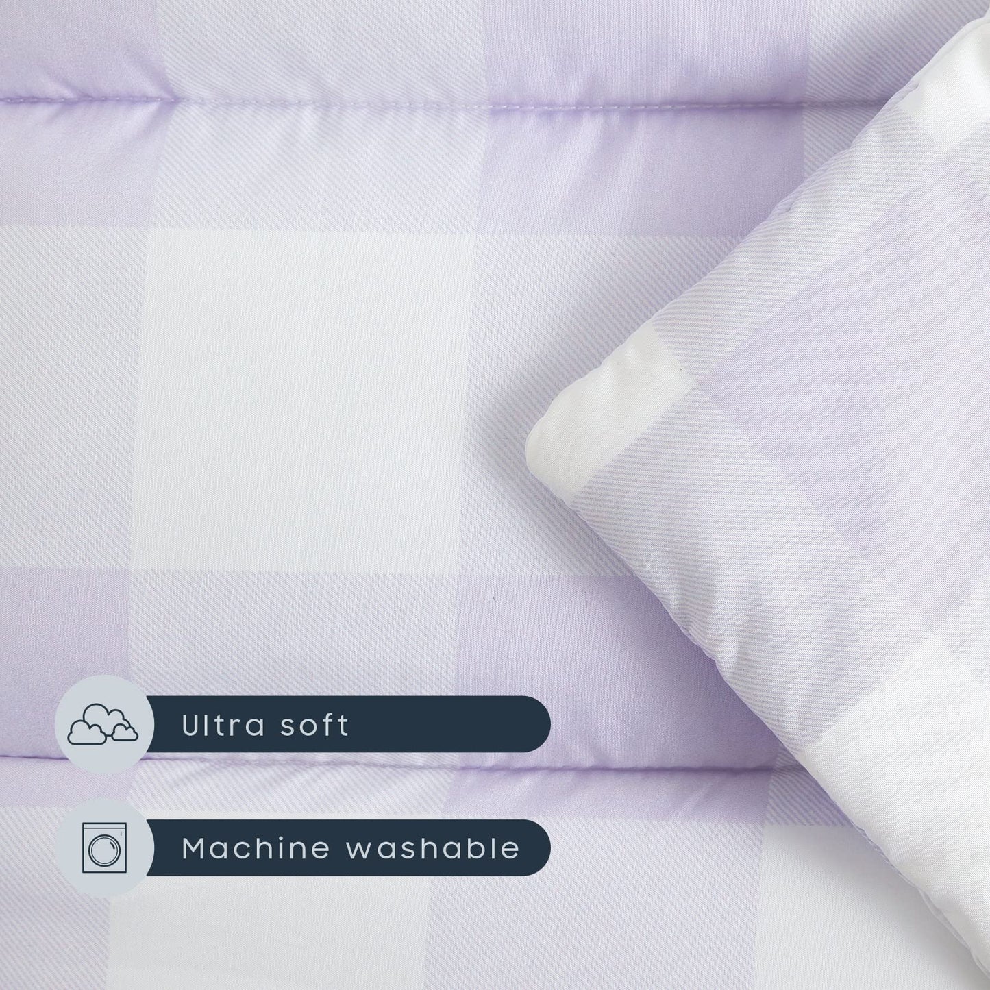 Wake In Cloud Toddler Nap Mat with Pillow & Blanket – Gingham Purple White