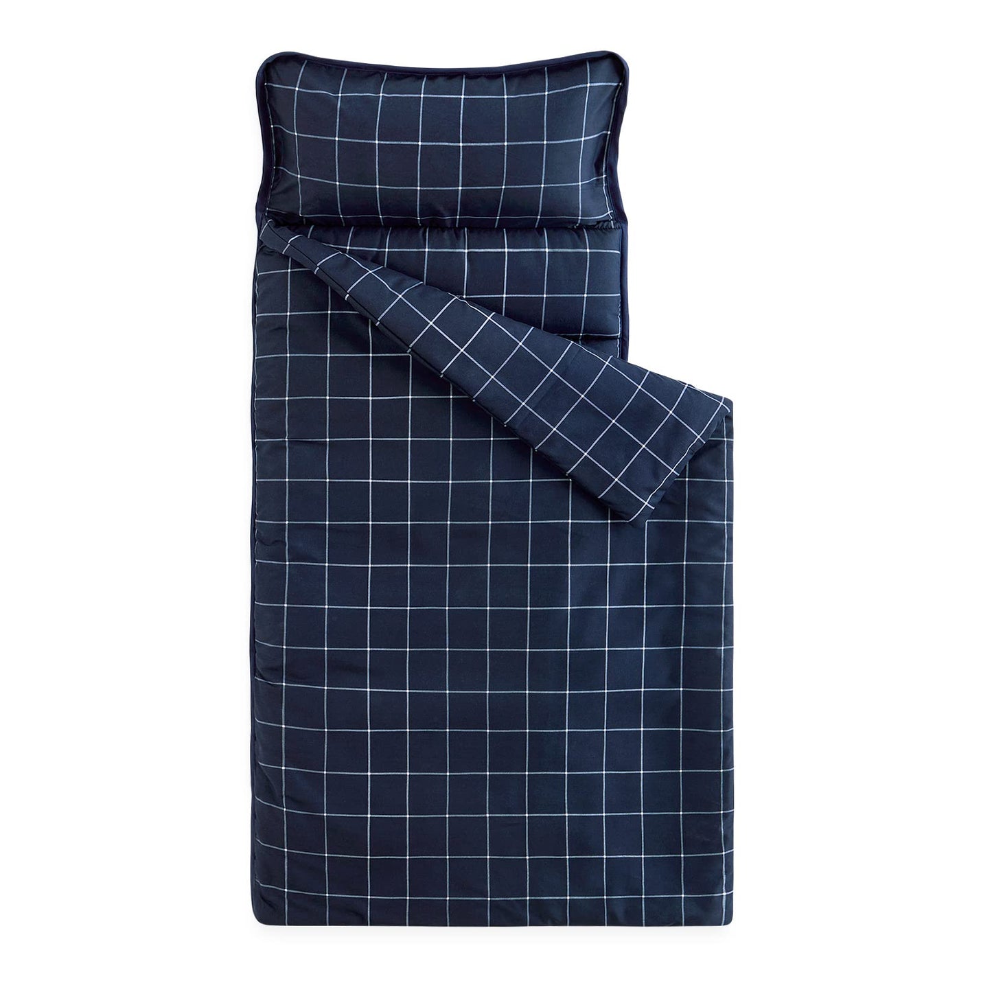 Wake In Cloud Toddler Nap Mat with Pillow & Blanket – Gingham Navy White, 50x20