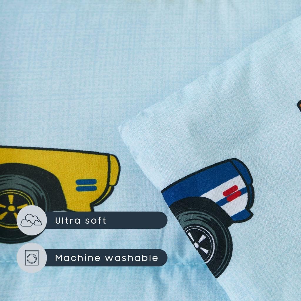 Wake In Cloud Toddler Nap Mat with Pillow & Blanket — Race Car Design, 50 x 20 in