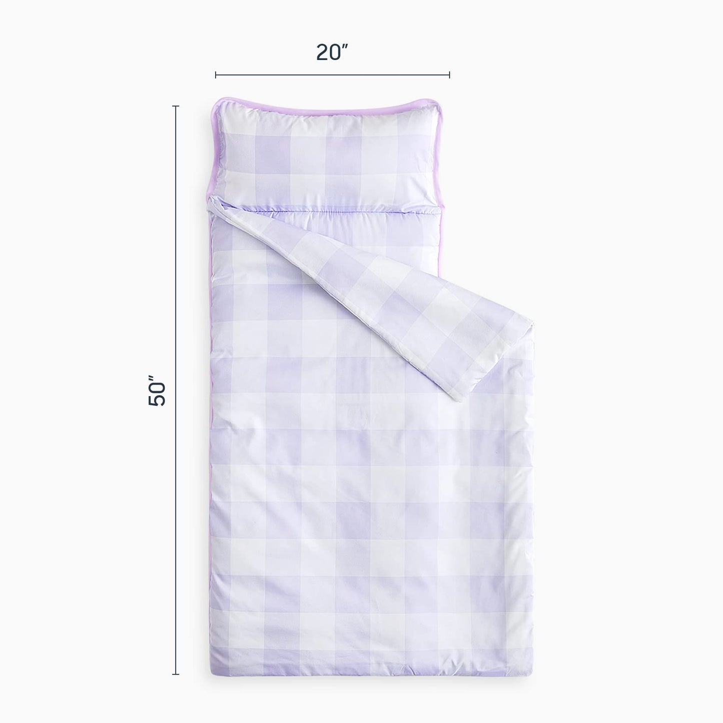 Wake In Cloud Toddler Nap Mat with Pillow & Blanket – Gingham Purple White