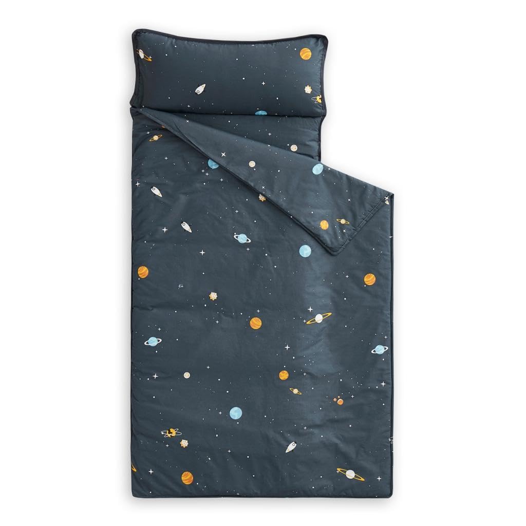 Wake In Cloud Galaxy Toddler Nap Mat – 60x20 with Pillow & Blanket (3+ years)