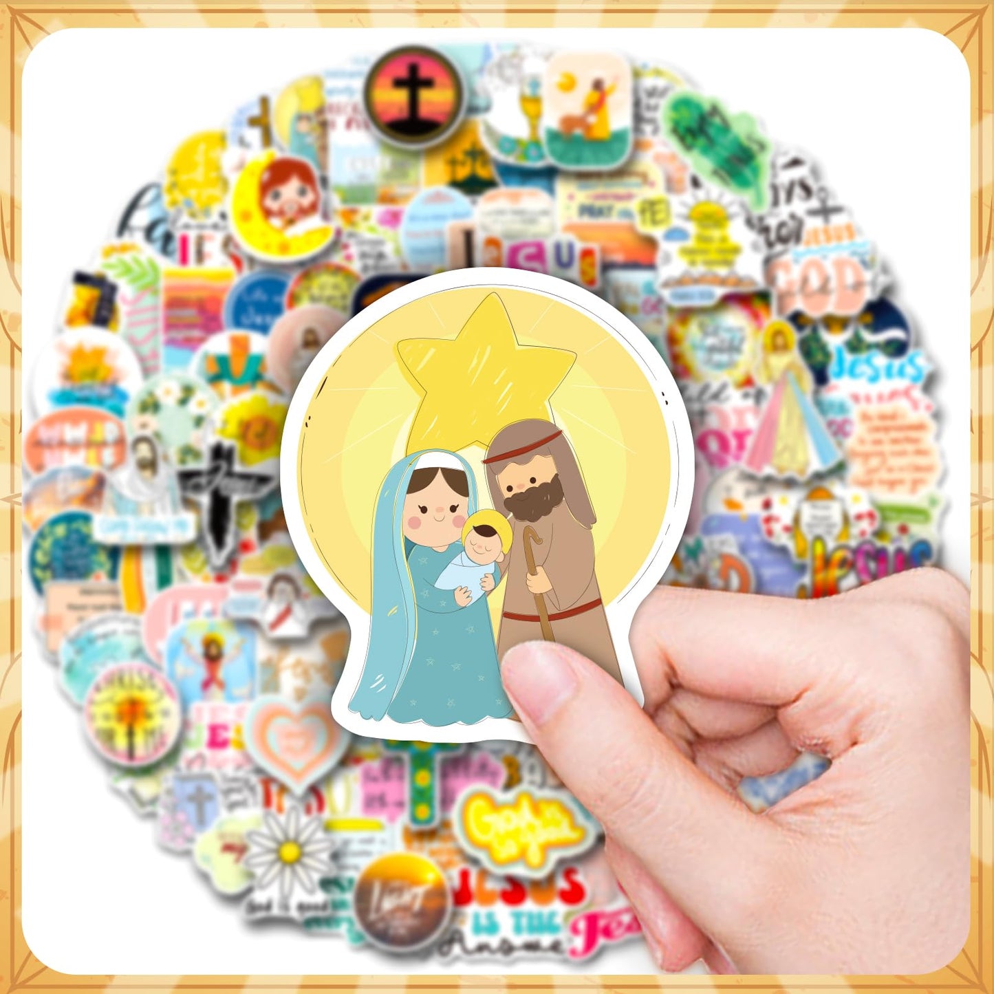 WAKEMOODEI 200PCS Jesus Christian Stickers – Bible Verse Vinyl Decals for Water Bottles, Laptops & More