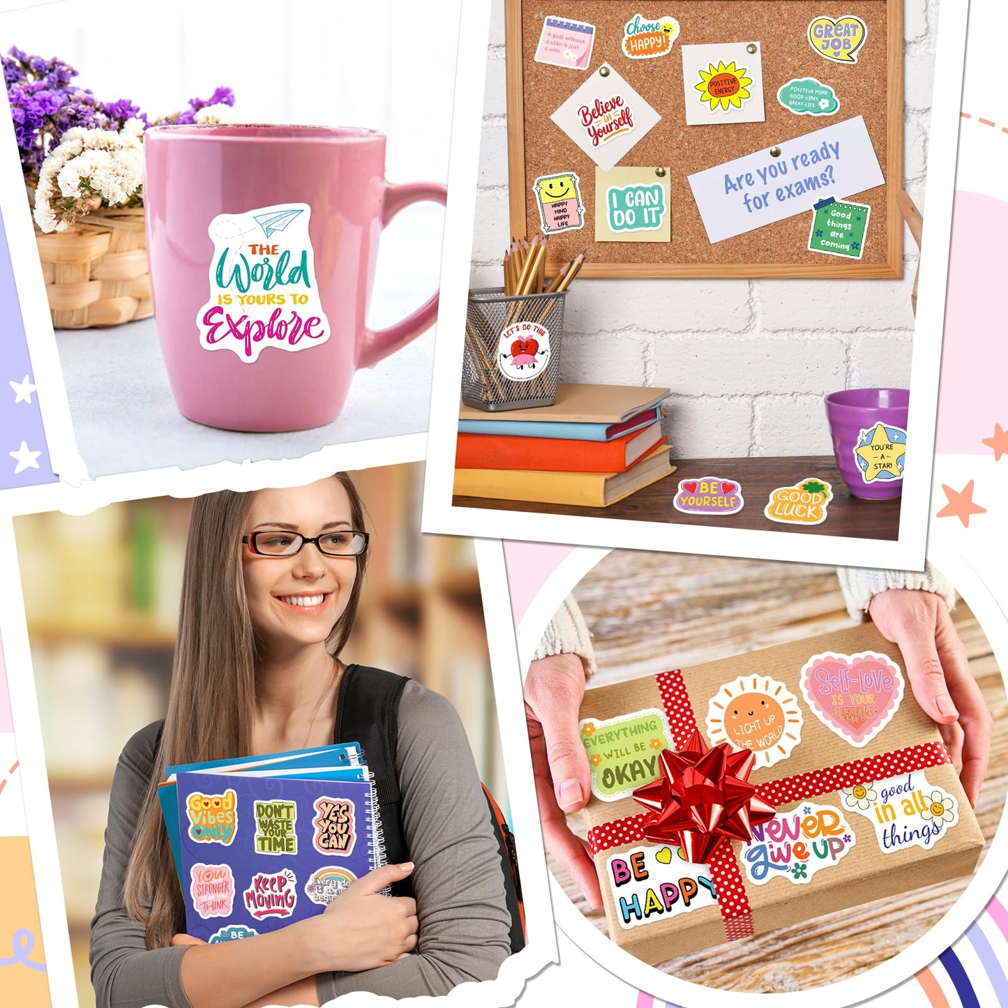 WAKEMOODEI 100PCS Motivational Stickers for Kids & Teens – Positive Affirmation Vinyl Decals