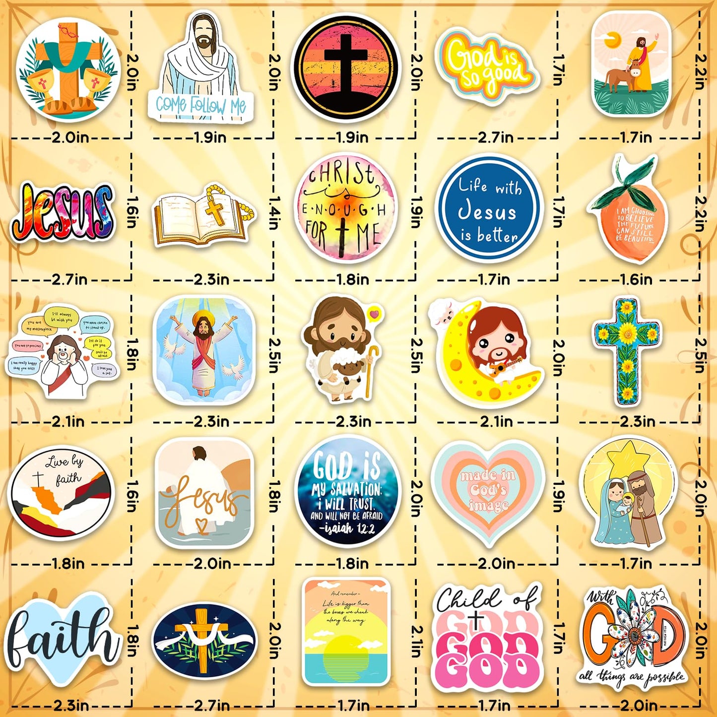 WAKEMOODEI 200PCS Jesus Christian Stickers – Bible Verse Vinyl Decals for Water Bottles, Laptops & More