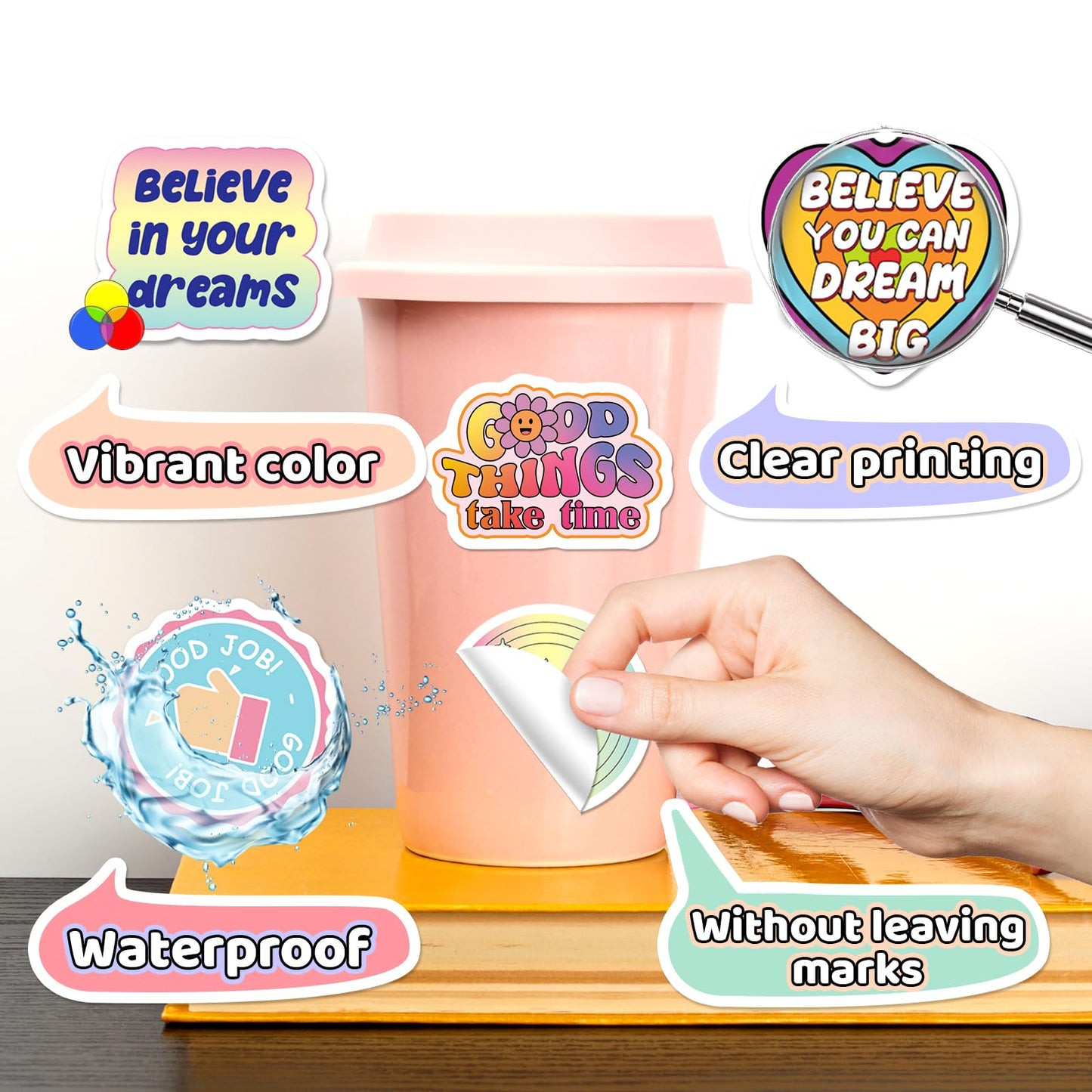 WAKEMOODEI 100PCS Motivational Stickers for Kids & Teens – Positive Affirmation Vinyl Decals