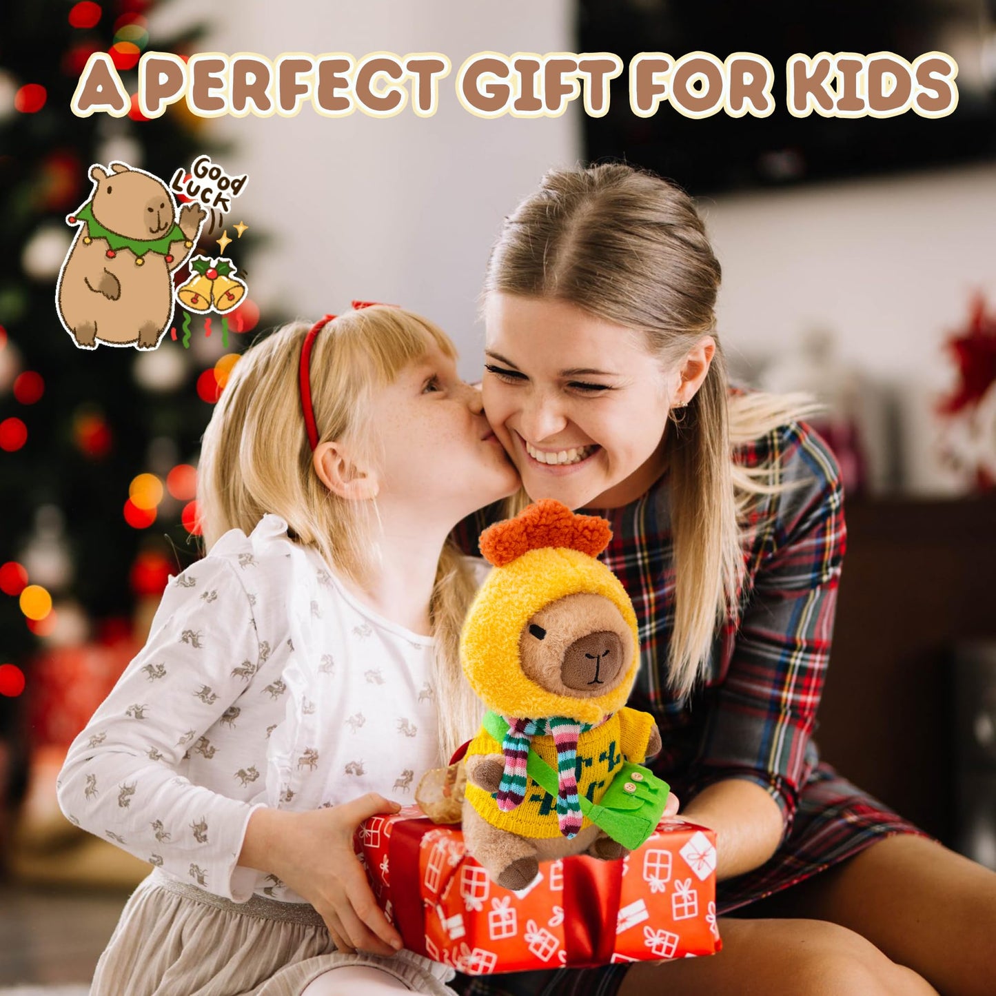 WAKSUN Capybara Plush 10.2-In Dress-Up Set – 10 Pcs with 9 Outfits & Accessories, Soft Plush Toy for Kids