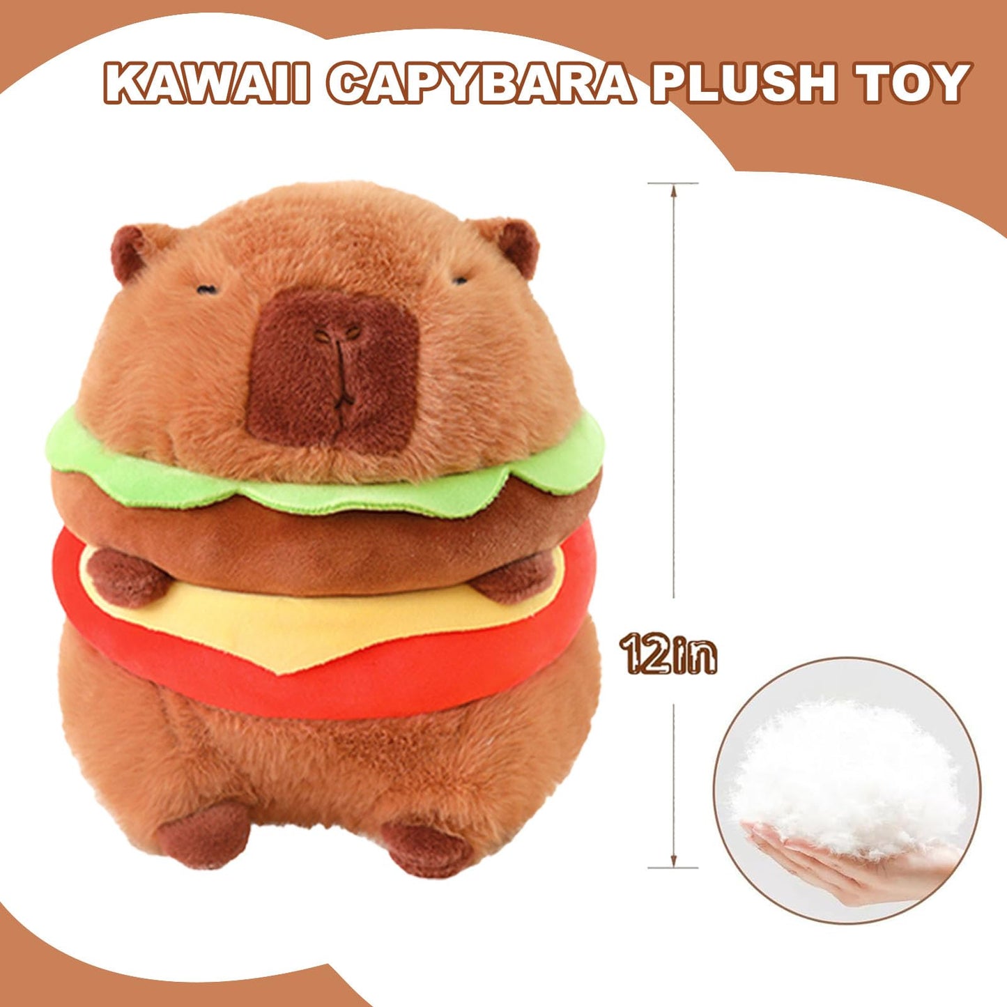 WAKSUN Capybara Hamburger Plush – Cute Capybara Stuffed Animal Toy for Kids