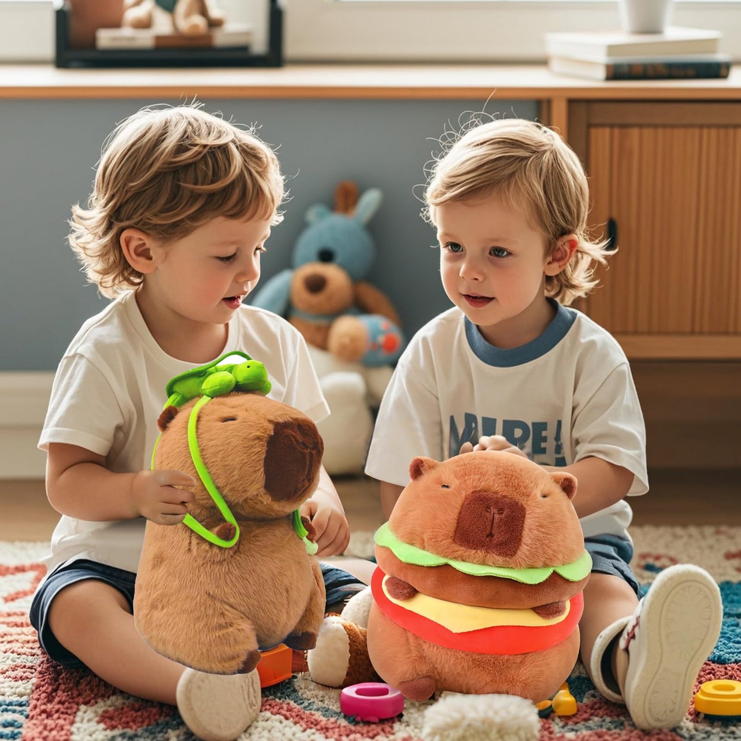 WAKSUN Capybara Hamburger Plush – Cute Capybara Stuffed Animal Toy for Kids