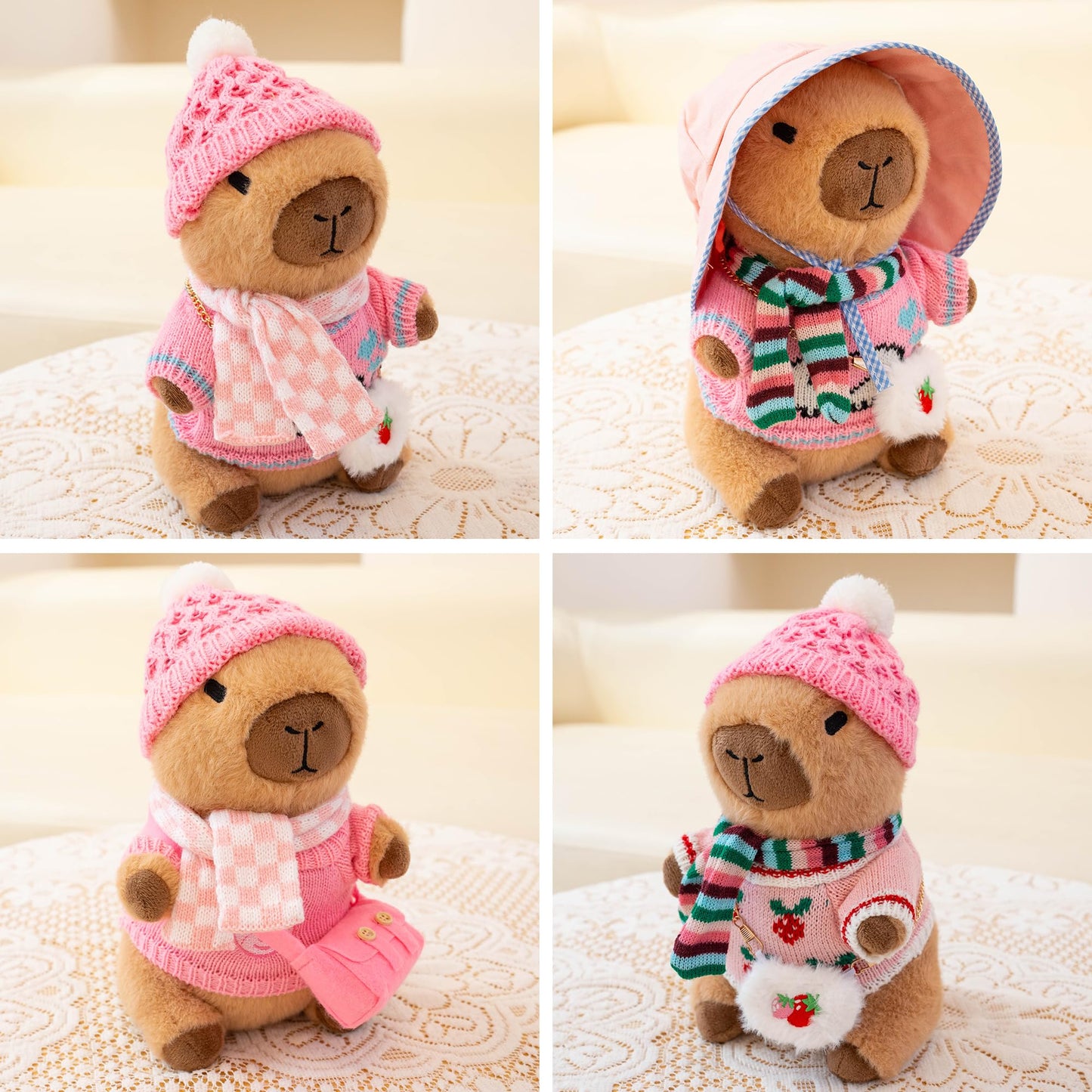 WAKSUN Capybara Plush 10-Piece Dress-Up Set – 10.2 in Soft Plush Toy for Kids