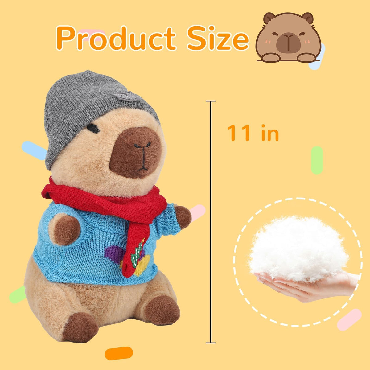 WAKSUN Capybara Plush Set - 10-Piece Dress-Up Toy, 9 Outfits, 10.2 in