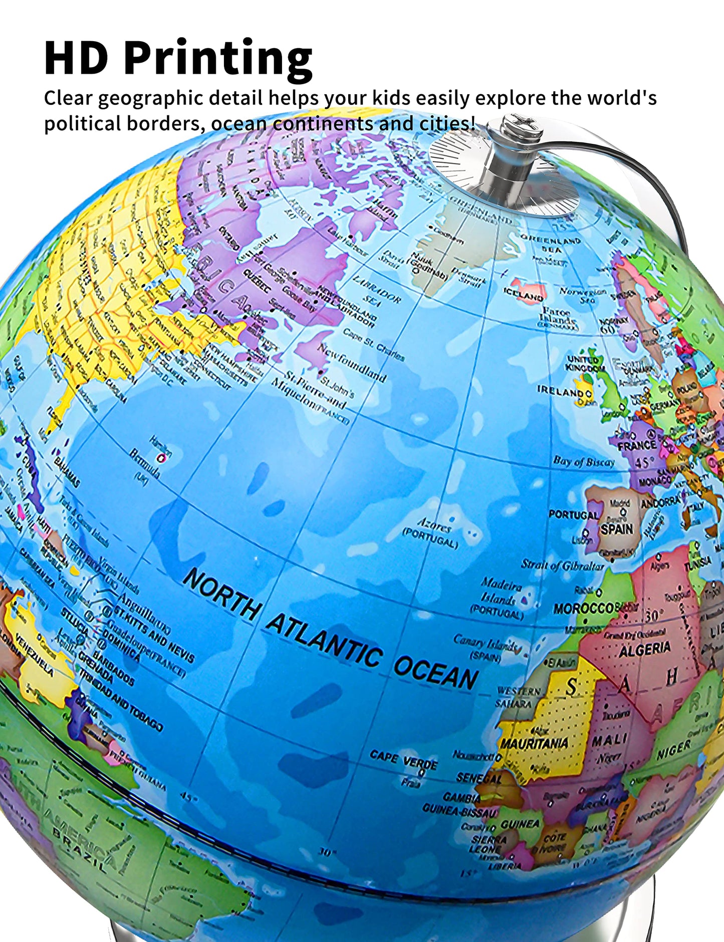 Waldauge Illuminated 9-Inch World Globe with Stand – LED Constellation & HD Map