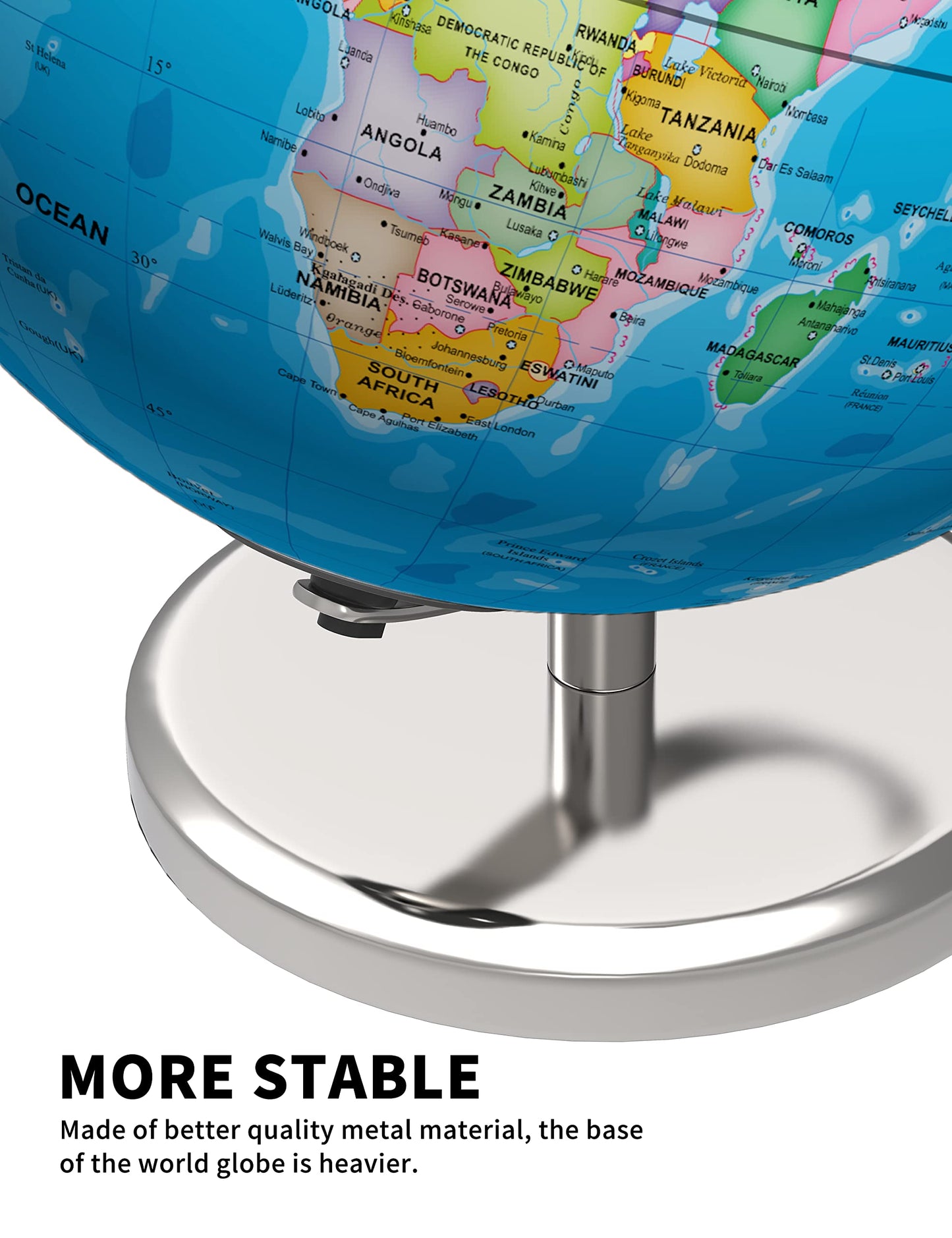 Waldauge Illuminated 9-Inch World Globe with Stand – LED Constellation & HD Map